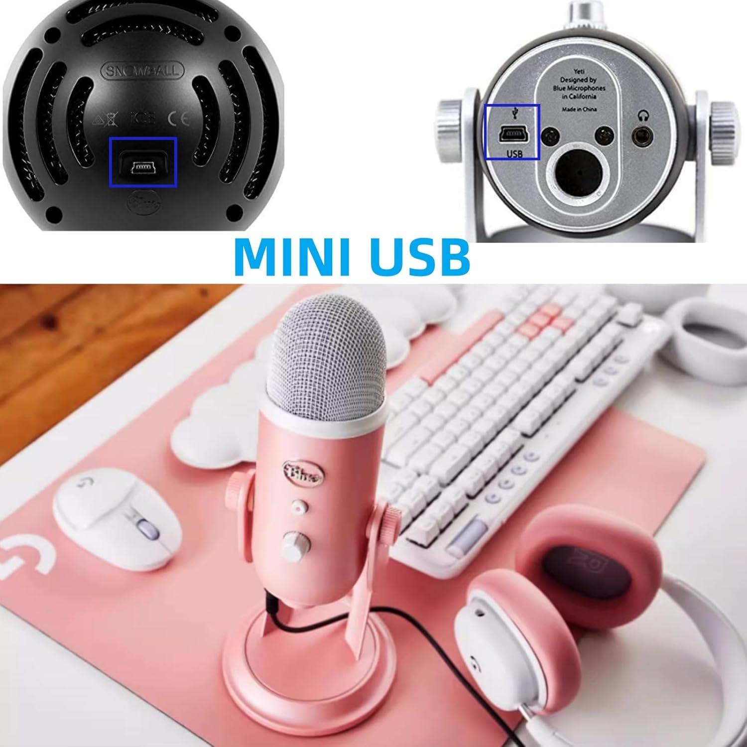 Cable de Alimentación Mini USB Sqrmekoko para Micrófonos Blue Yeti