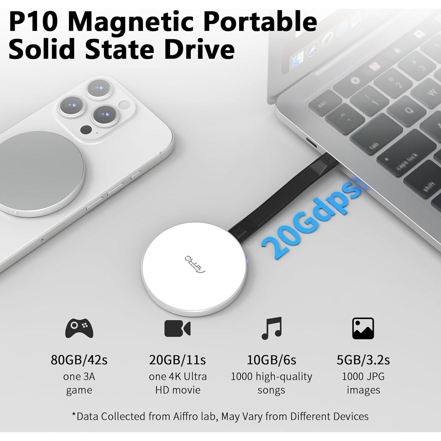 SSD Portátil Aiffro P10 2TB USB 3.2 Gen 2x2 Tipo-C