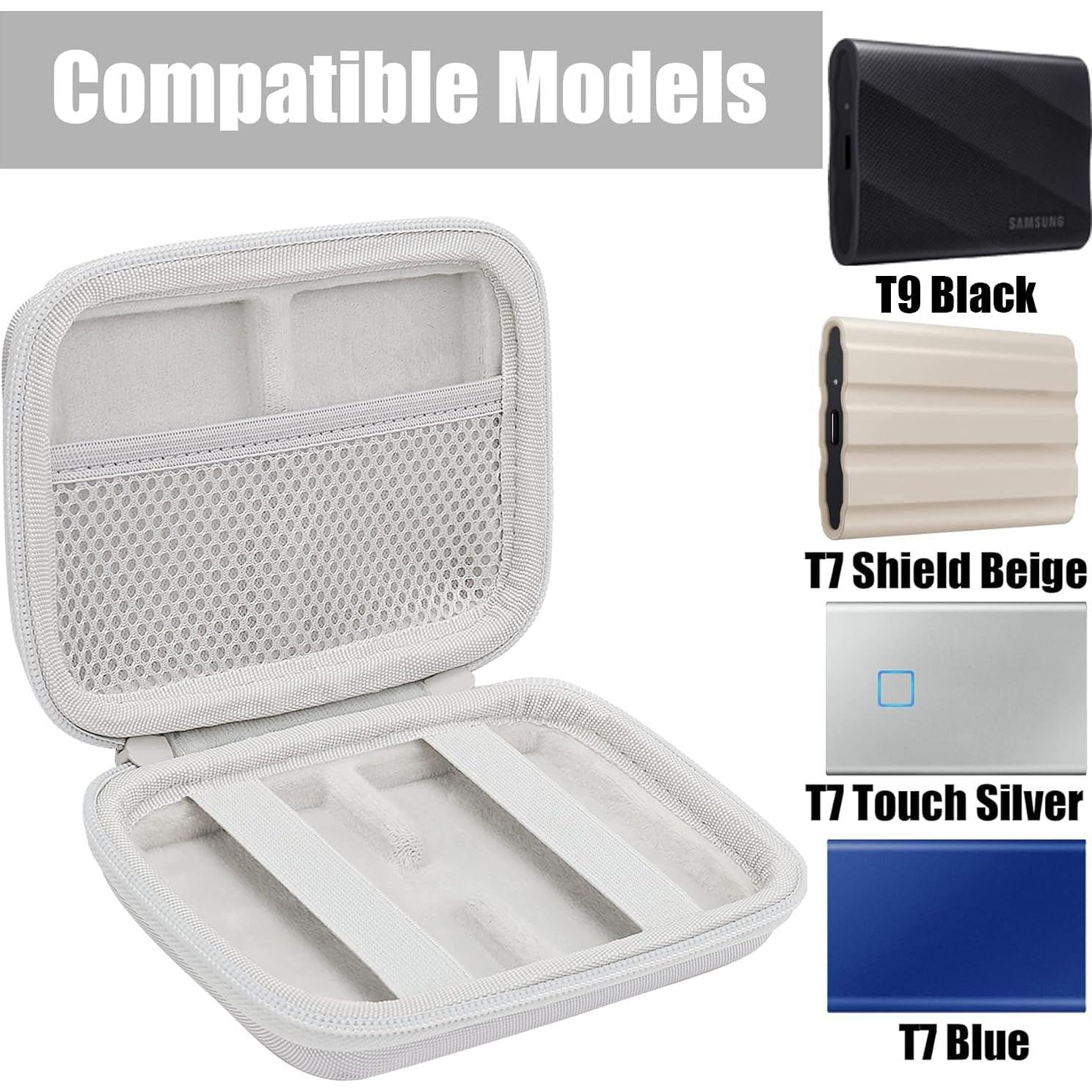 Funda de viaje dura Aenllosi para Samsung T9/T7 Touch SSD - Blanca