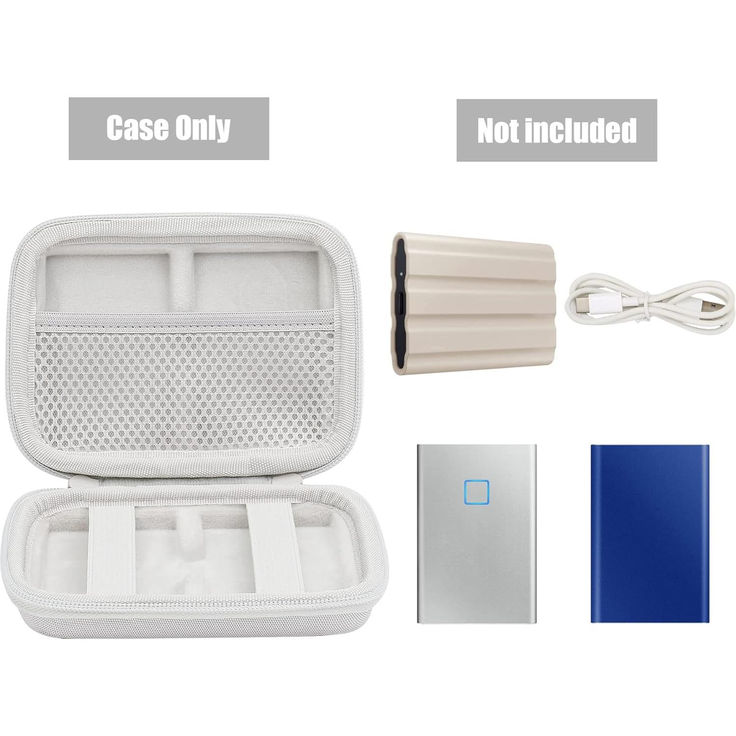 Funda de viaje dura Aenllosi para Samsung T9/T7 Touch SSD - Blanca