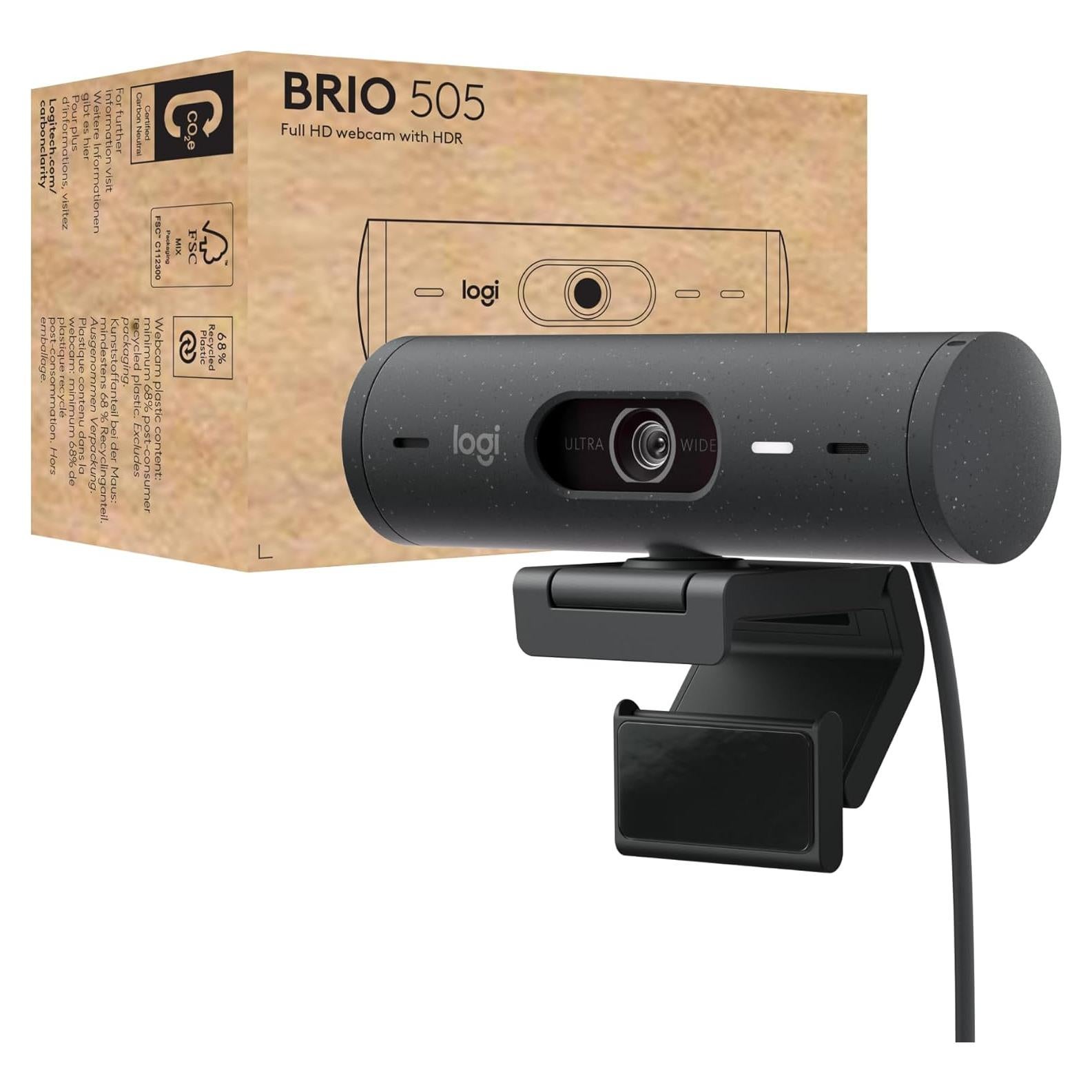 Webcam Logitech Brio 505 Full HD con micrófonos y obturador