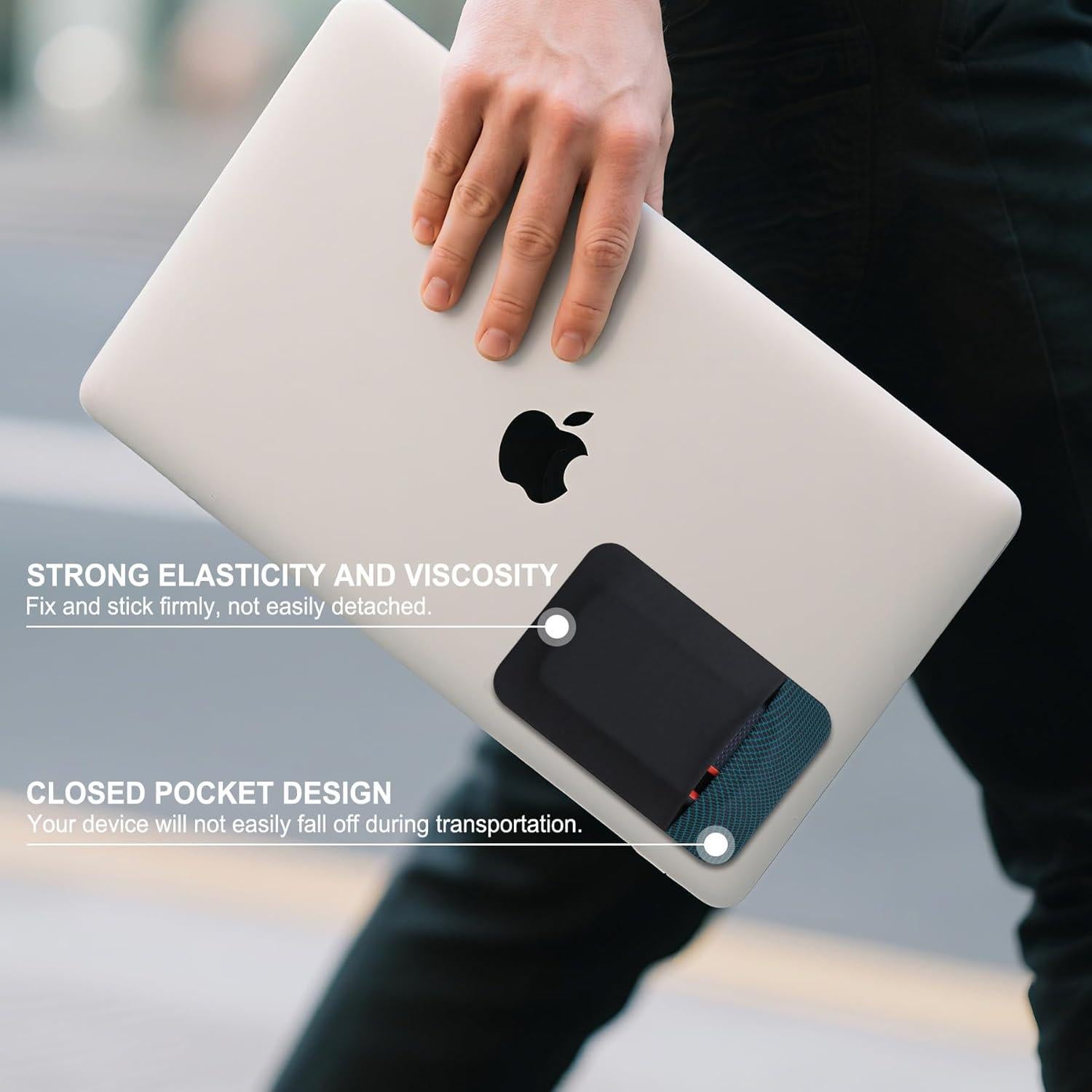 Funda Adhesiva para Disco Duro SSD Lacdo, Negro, 13x8.6 cm