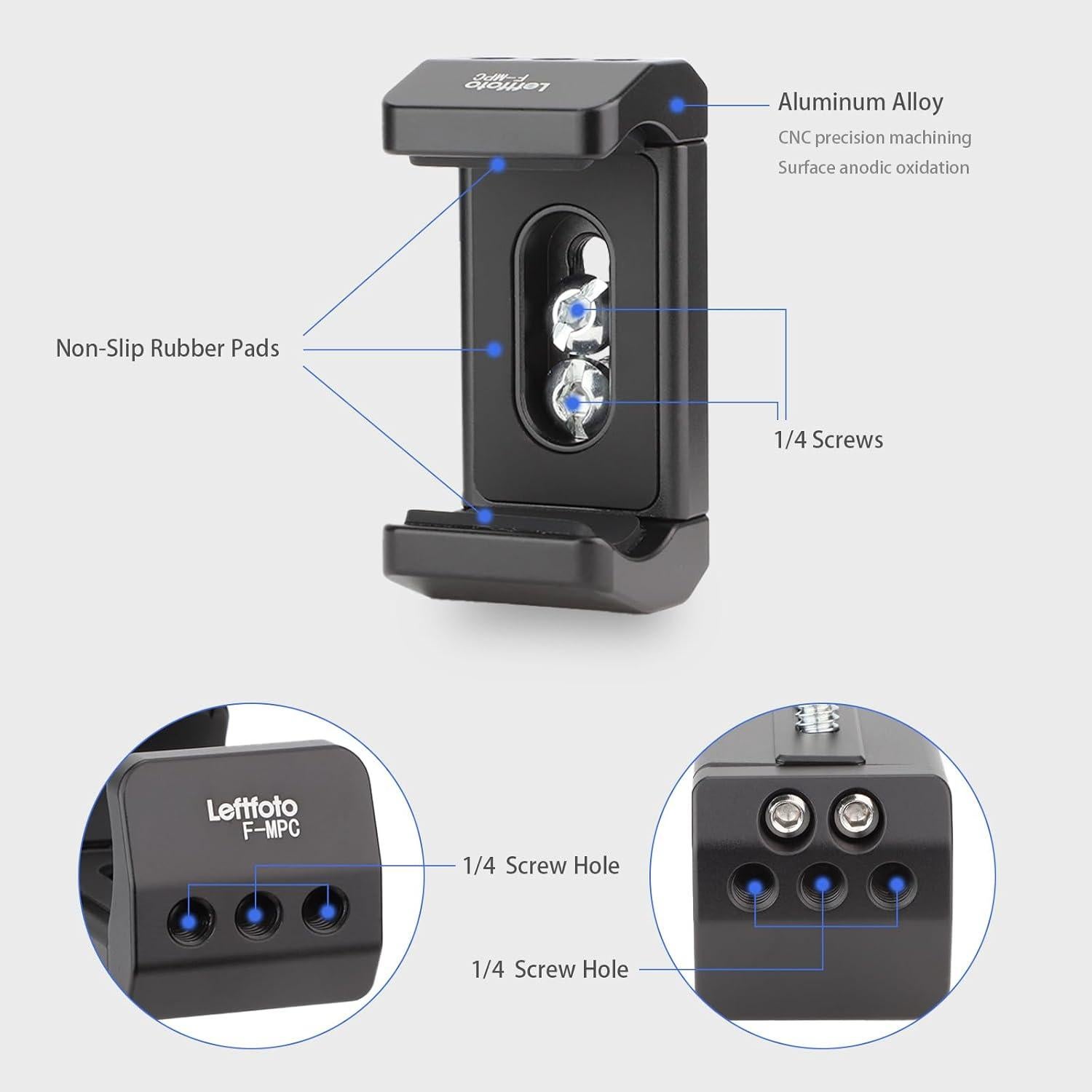 Soporte para SSD Leftfoto F-MPC, Aluminio, 55-80mm