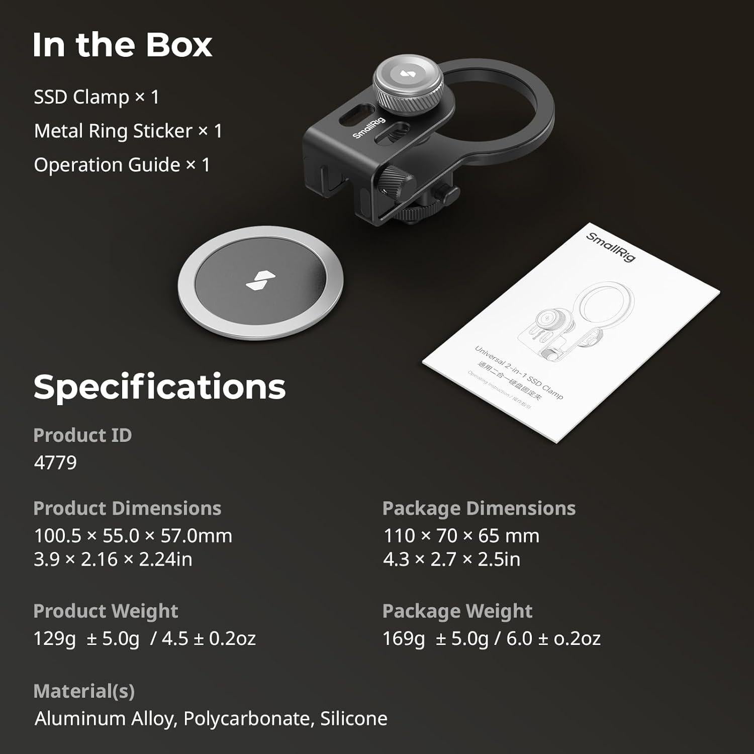 Soporte para SSD SmallRig 2-en-1 con Abrazadera Fría - Modelo 4779