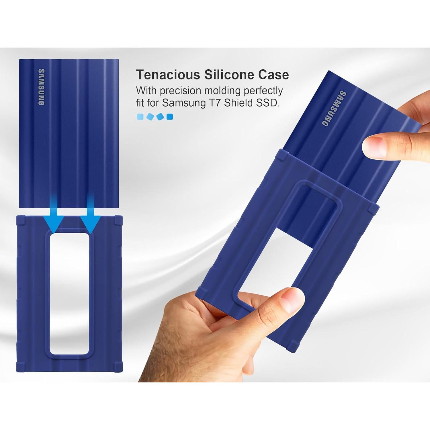 Funda de Silicona Lacdo para SSD Samsung T7 Shield 1TB/2TB/4TB Azul