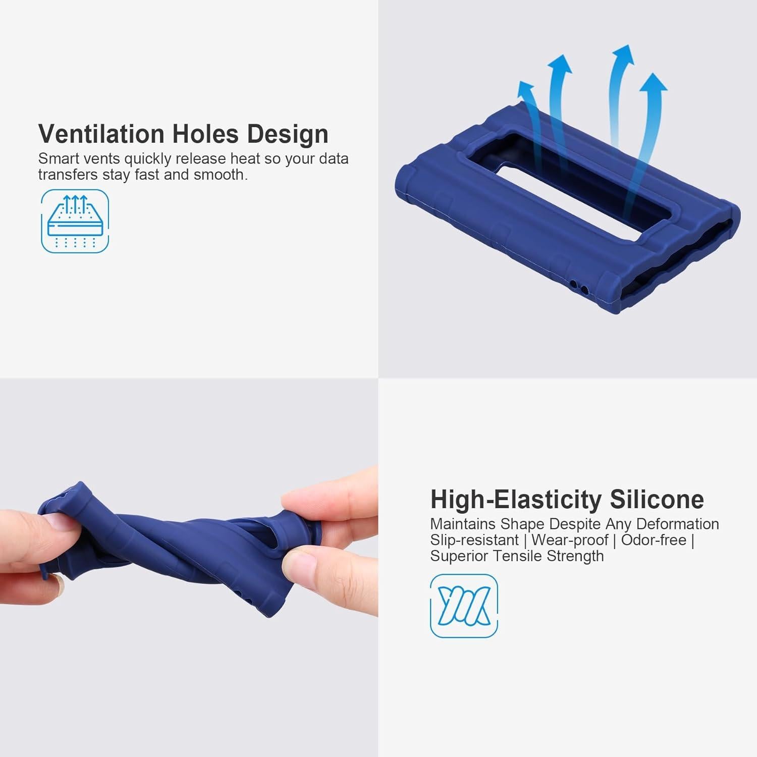 Funda de Silicona Lacdo para SSD Samsung T7 Shield 1TB/2TB/4TB Azul