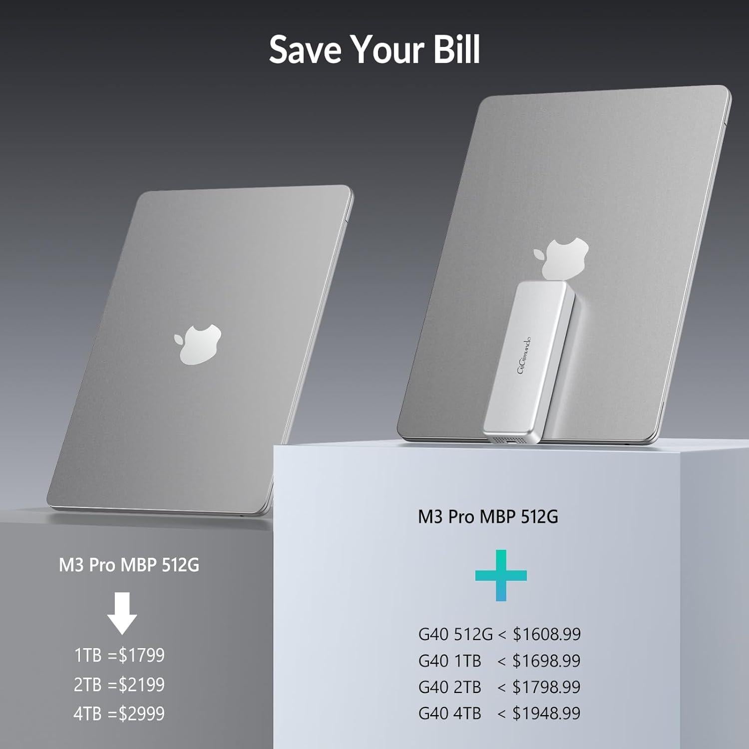 SSD portátil GiGimundo G40 2TB USB4 40Gbps con ventilador