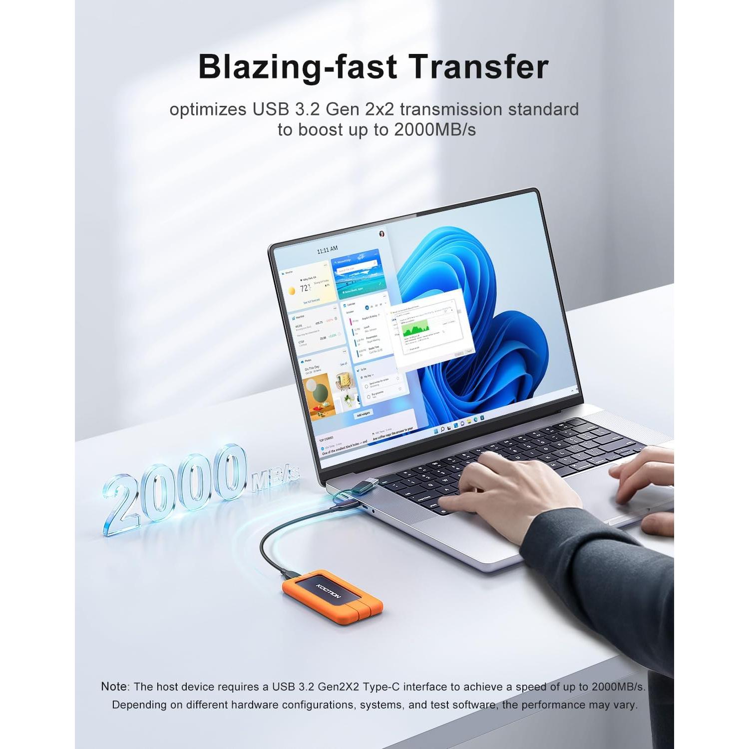 SSD Portátil KOOTION 1TB USB-C 2000MB/s Resistente al Agua