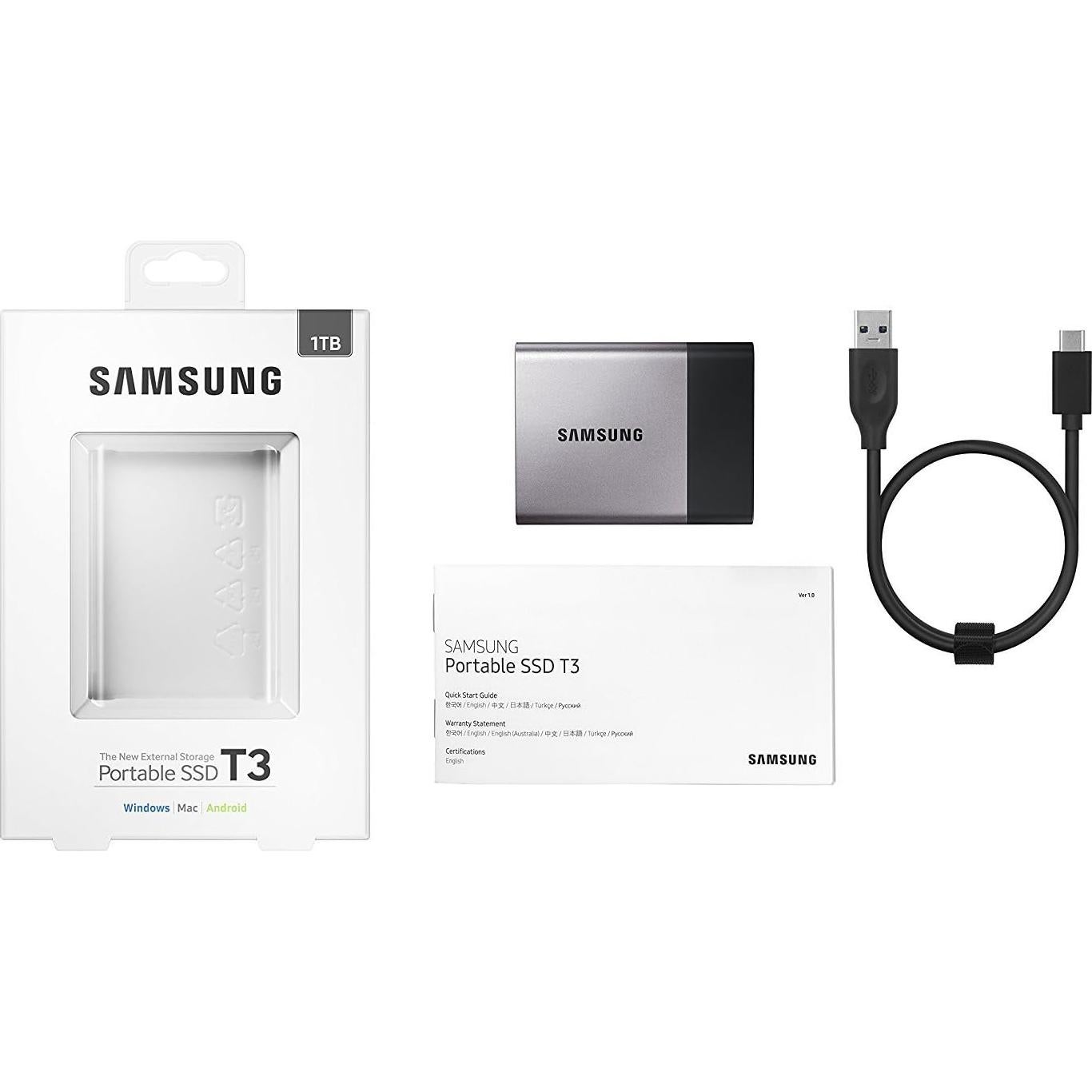 Samsung T3 SSD Portátil 1TB USB 3.1 - Rápido y Seguro