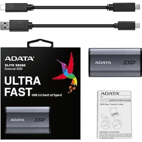 SSD Portátil ADATA SE880 1TB USB 3.2 Gen 2x2 Titanio