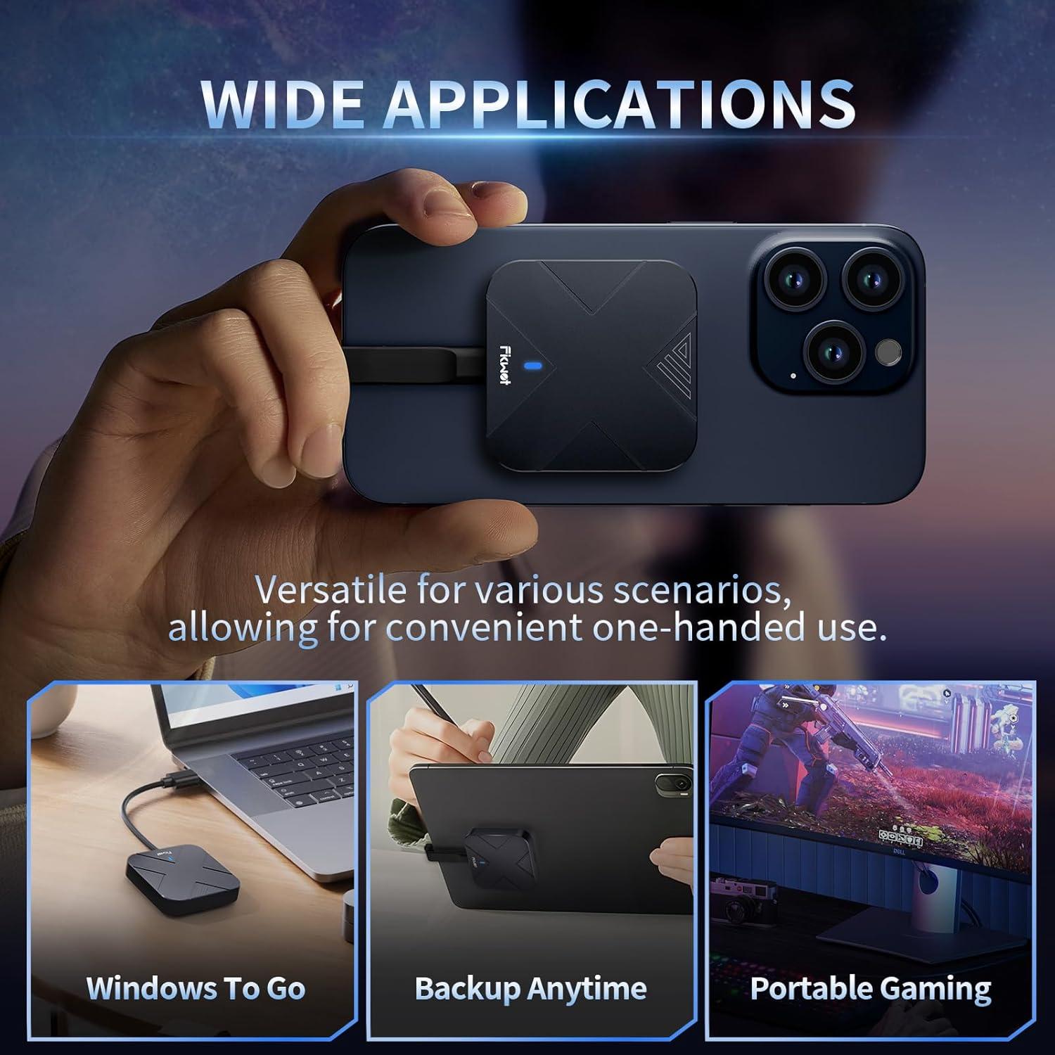 SSD Externo Fikwot FP70 500GB USB 3.2 1050MB/s Gris