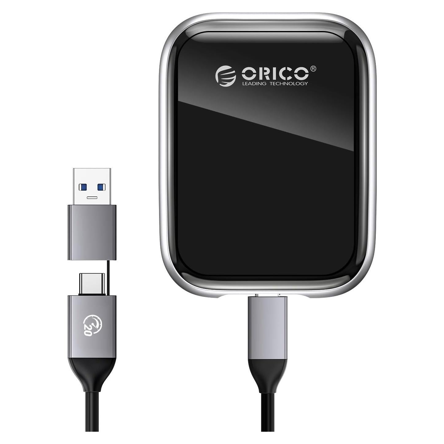 ORICO 1TB Portable SSD Up to 2000MB/s External Solid State Drive, USB 3.2 Gen 2x2 20Gbps with 2 in 1 USB C Cable, Compatibility with MacBook, iPad, iPhone 15, PSSD - A20