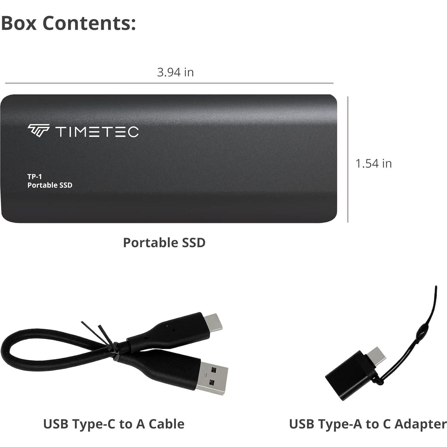 SSD Externo Portátil Timetec 2TB USB 3.2 Gen2 550MB/s