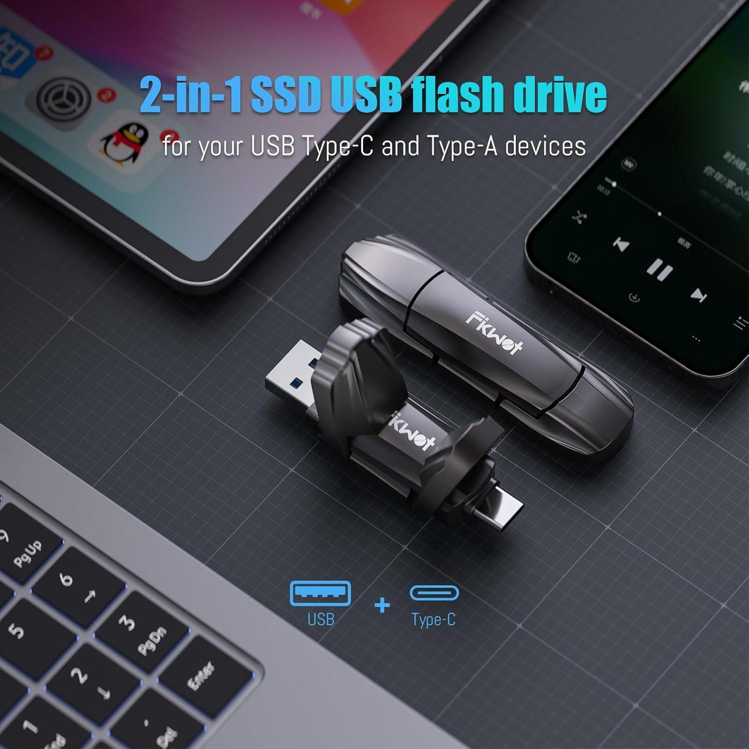 Unidad Flash SSD Externa Fikwot FU386 256GB USB 3.2 Tipo C