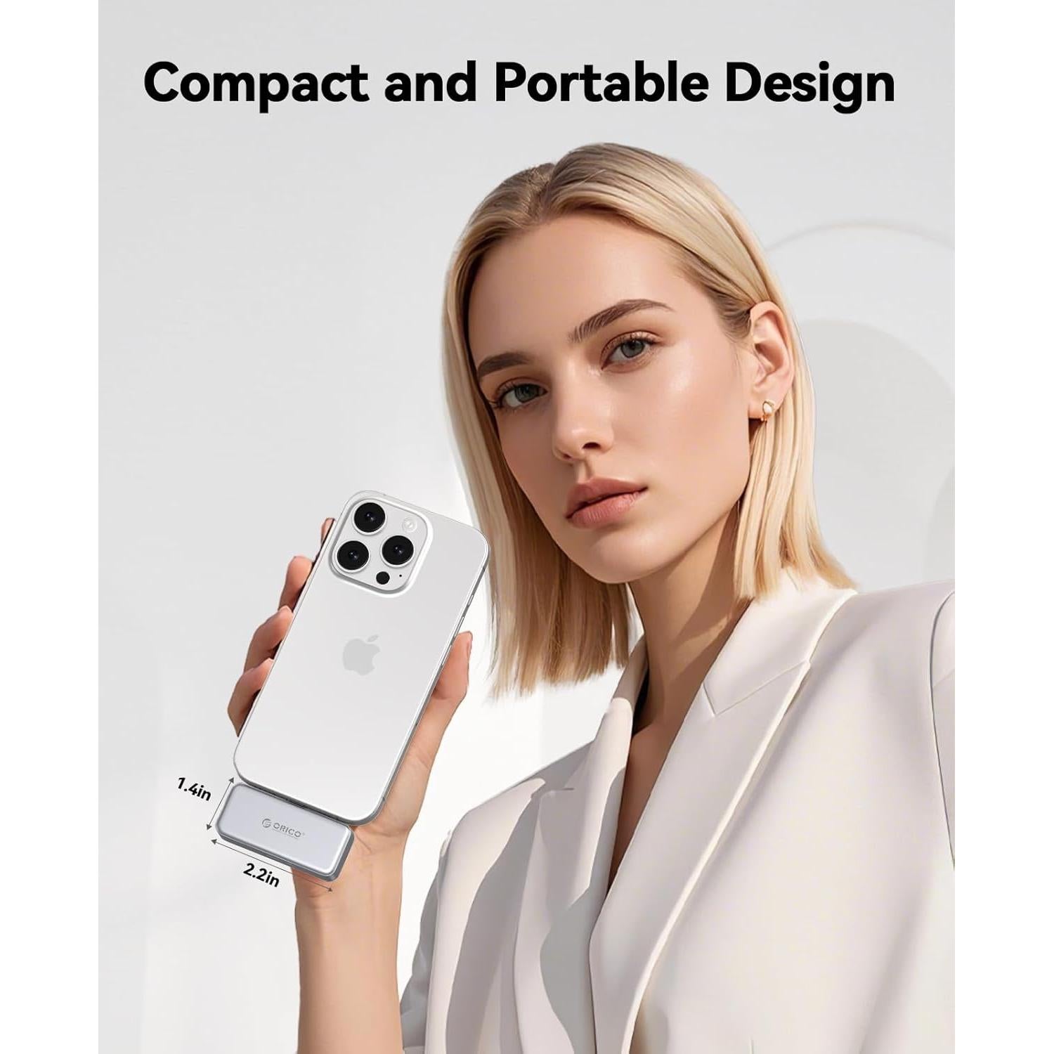 ORICO FlashPod 1TB Portable SSD Up to 2000MB/s, Direct Plug Design, High-Speed External SSD with USB 3.2 Gen2x2 20Gbps Interface, Reliable Storage for iPhone 16 Series, Tablets, Laptops - S20