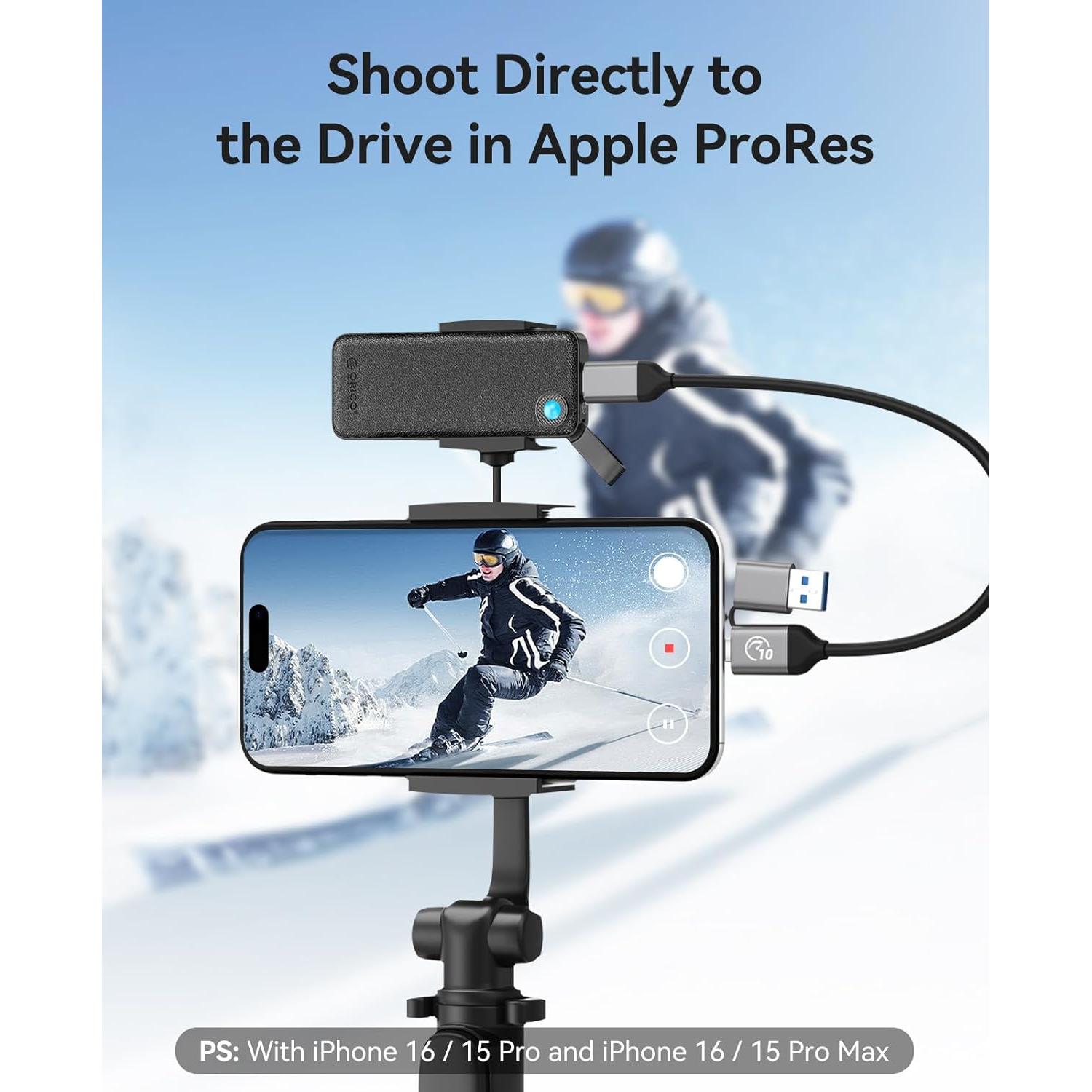 Portable SSD 512GB, Up to 1050MB/s External Solid State Drives, Ultra-Portable, 2-in-1 USB-C & USB-A Cable, Reliable Storage for Type C Smartphone, Tablet, PC, Mac - B10PRO