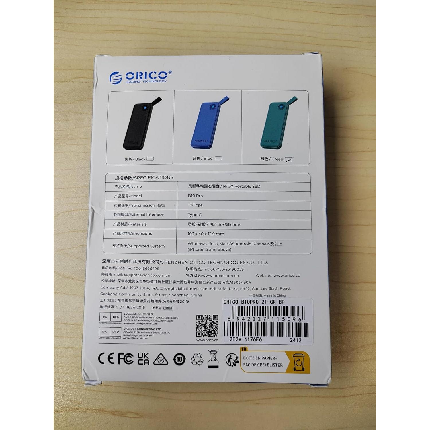 Portable SSD 512GB, Up to 1050MB/s External Solid State Drives, Ultra-Portable, 2-in-1 USB-C & USB-A Cable, Reliable Storage for Type C Smartphone, Tablet, PC, Mac - B10PRO