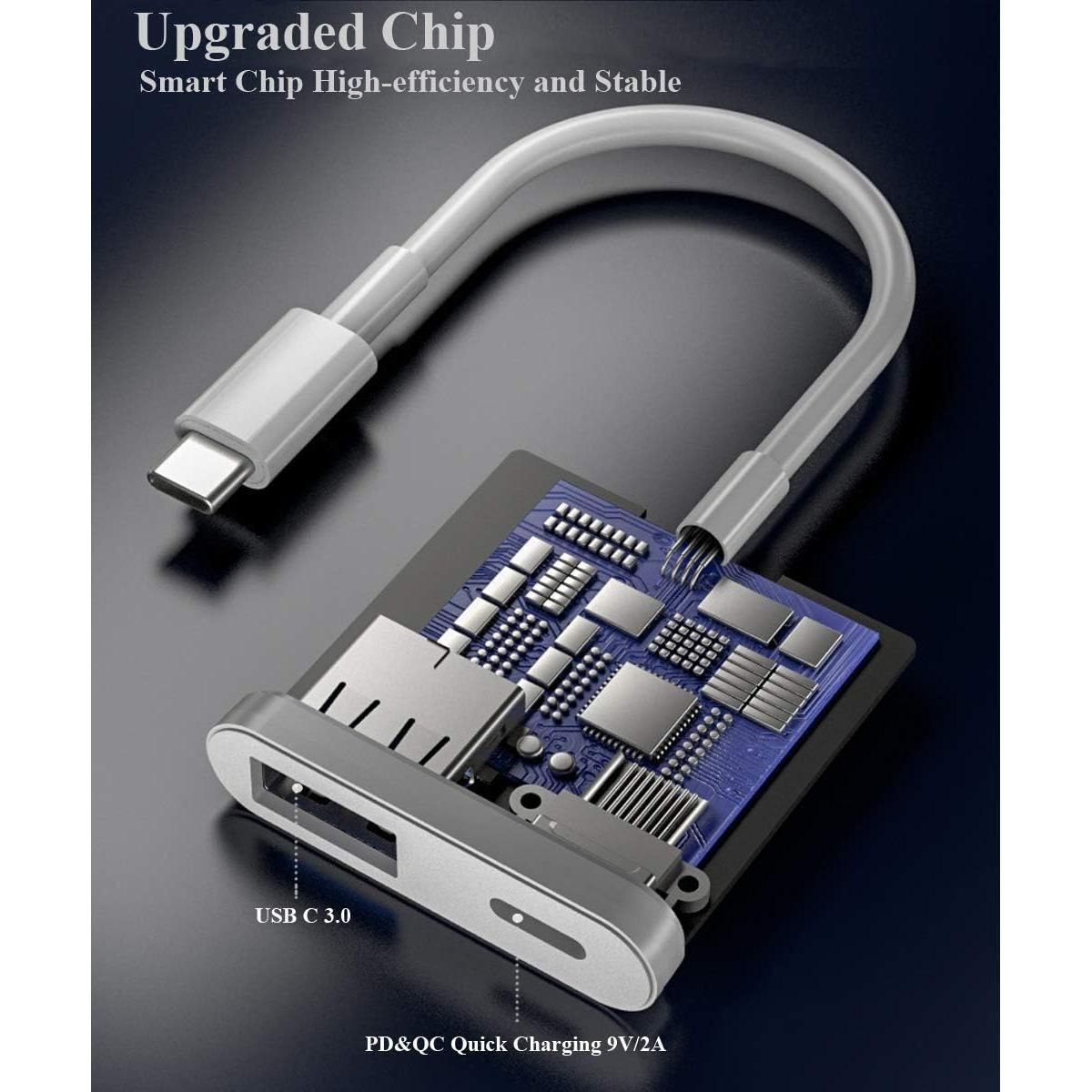 Adaptador USB C OTG 2 en 1 Aimuli 60W Carga y Datos Blanco