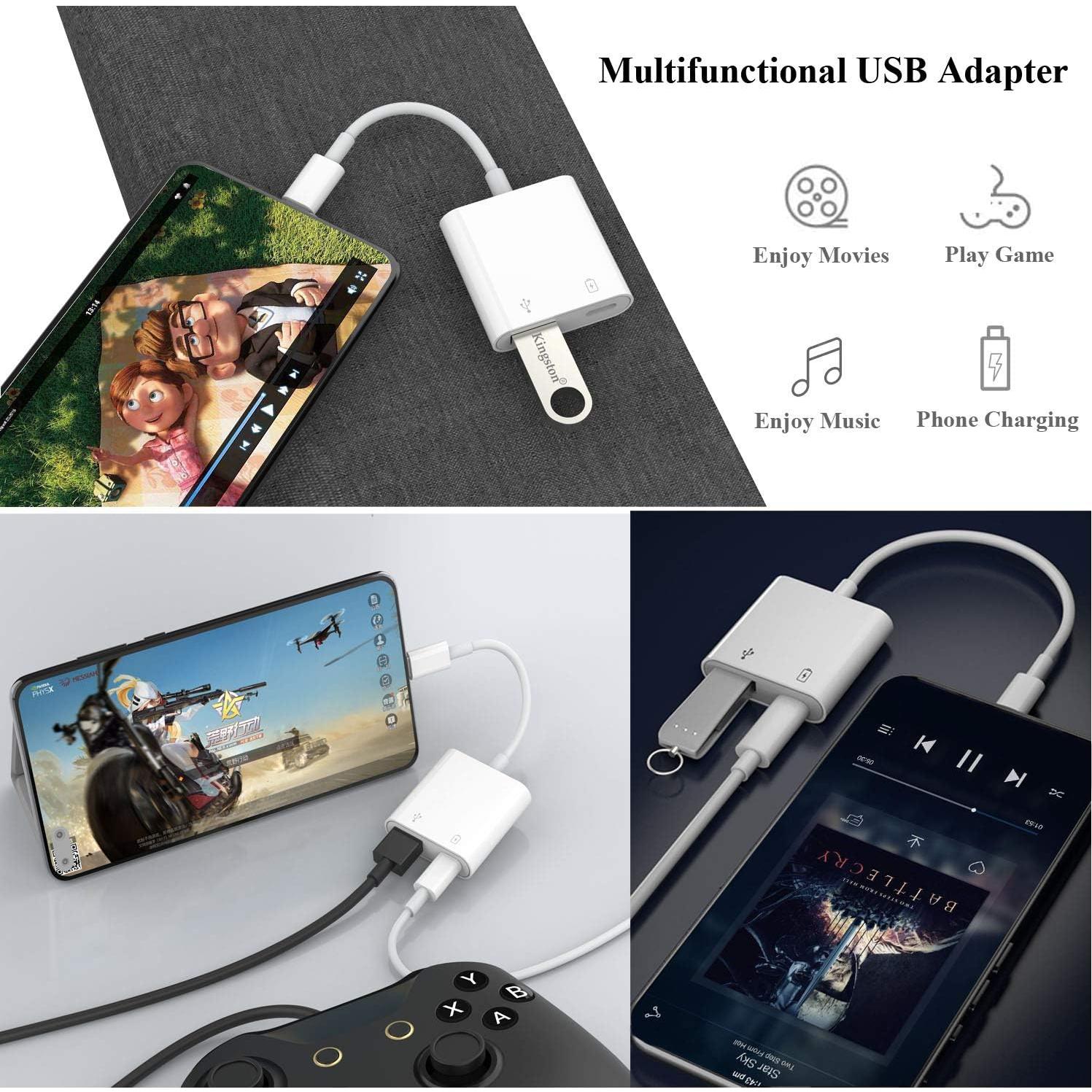 Adaptador USB C OTG 2 en 1 Aimuli 60W Carga y Datos Blanco
