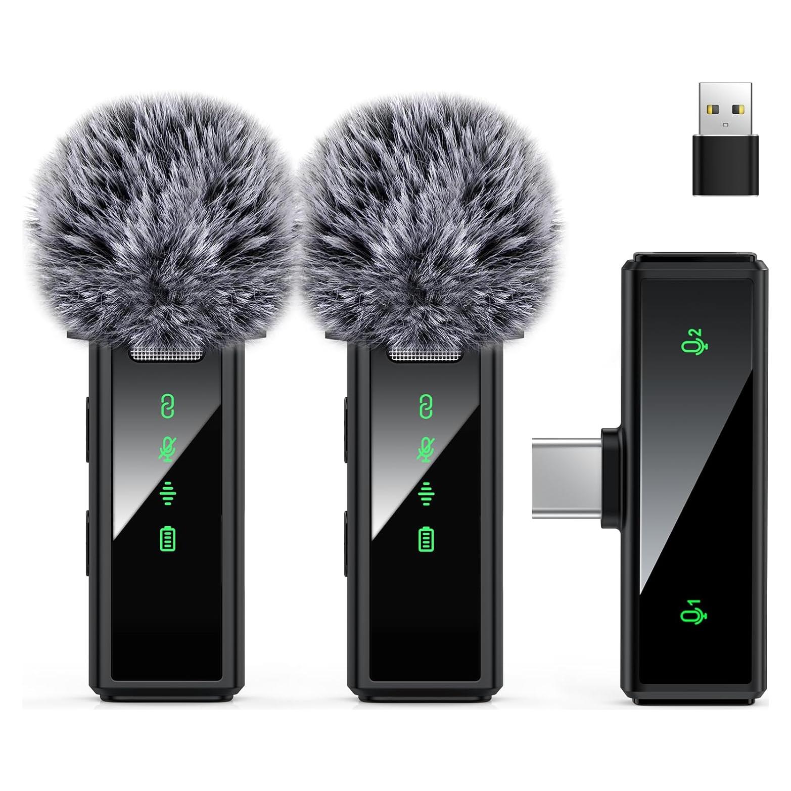 Micrófono Lavalier Inalámbrico VEZQUA USB C con Cancelación de Ruido