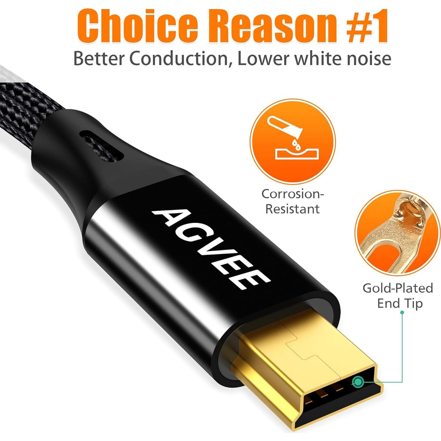 Cable USB 2.0 AGVEE 2.0m para Micrófonos Blue Yeti y Snowball