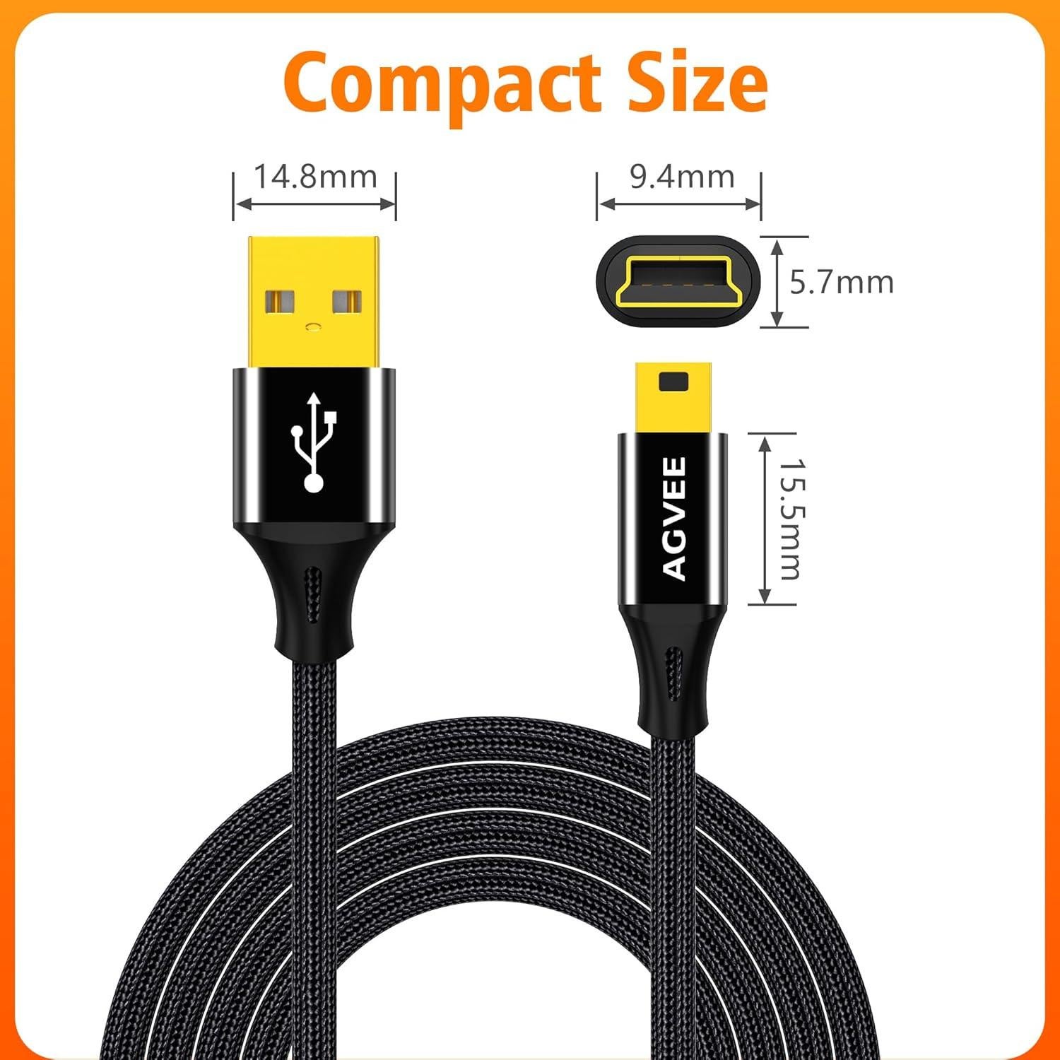 Cable USB 2.0 AGVEE 2.0m para Micrófonos Blue Yeti y Snowball