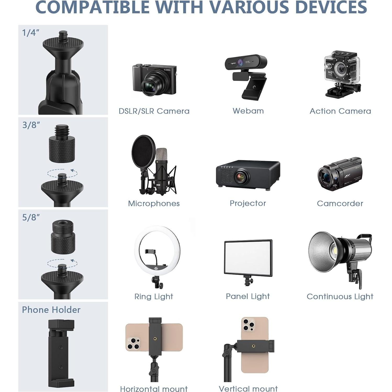 Soporte de cámara flexible Tinpops para mesa 34-90 cm