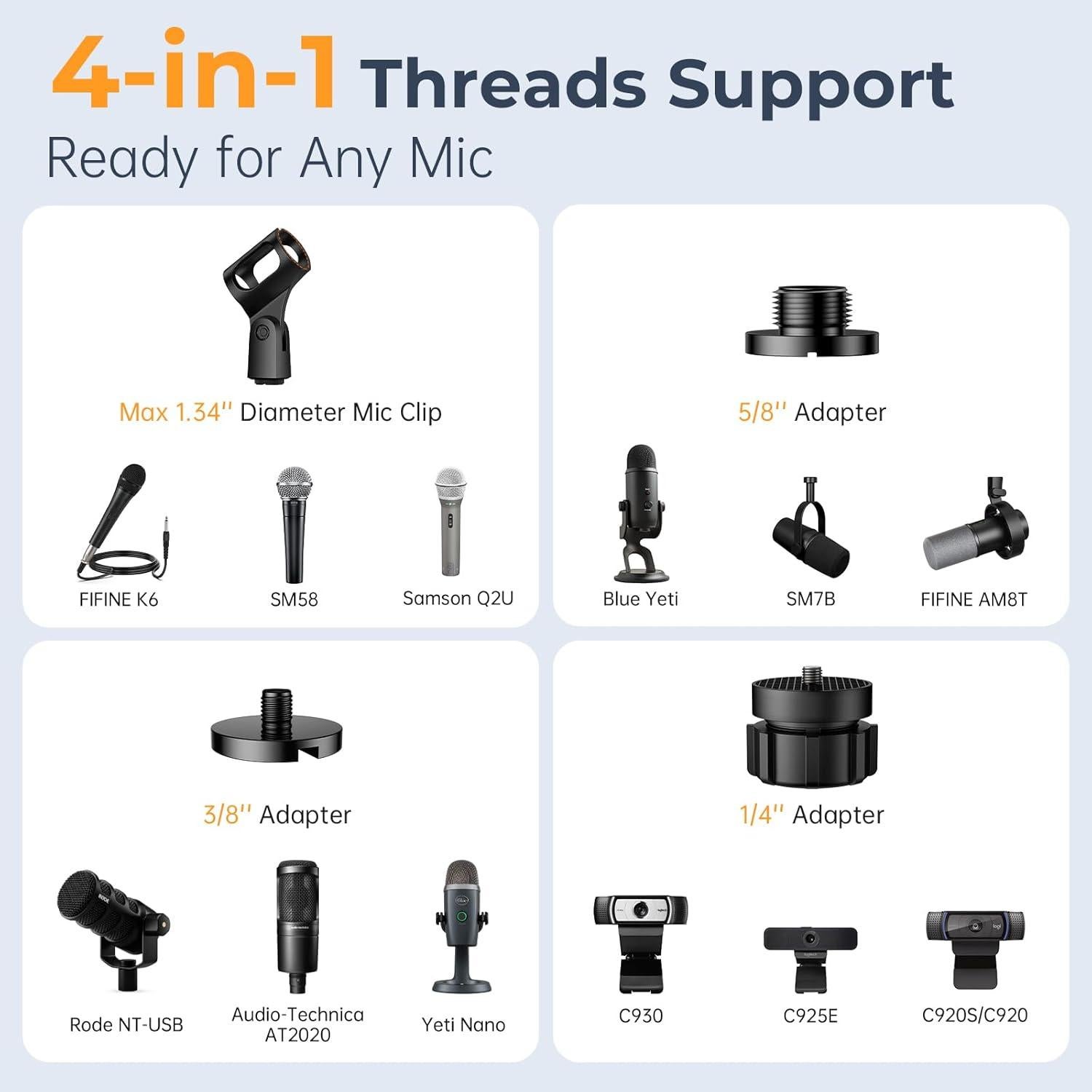 Soporte de Micrófono de Escritorio YS-Z2 Ajustable 1.2 kg