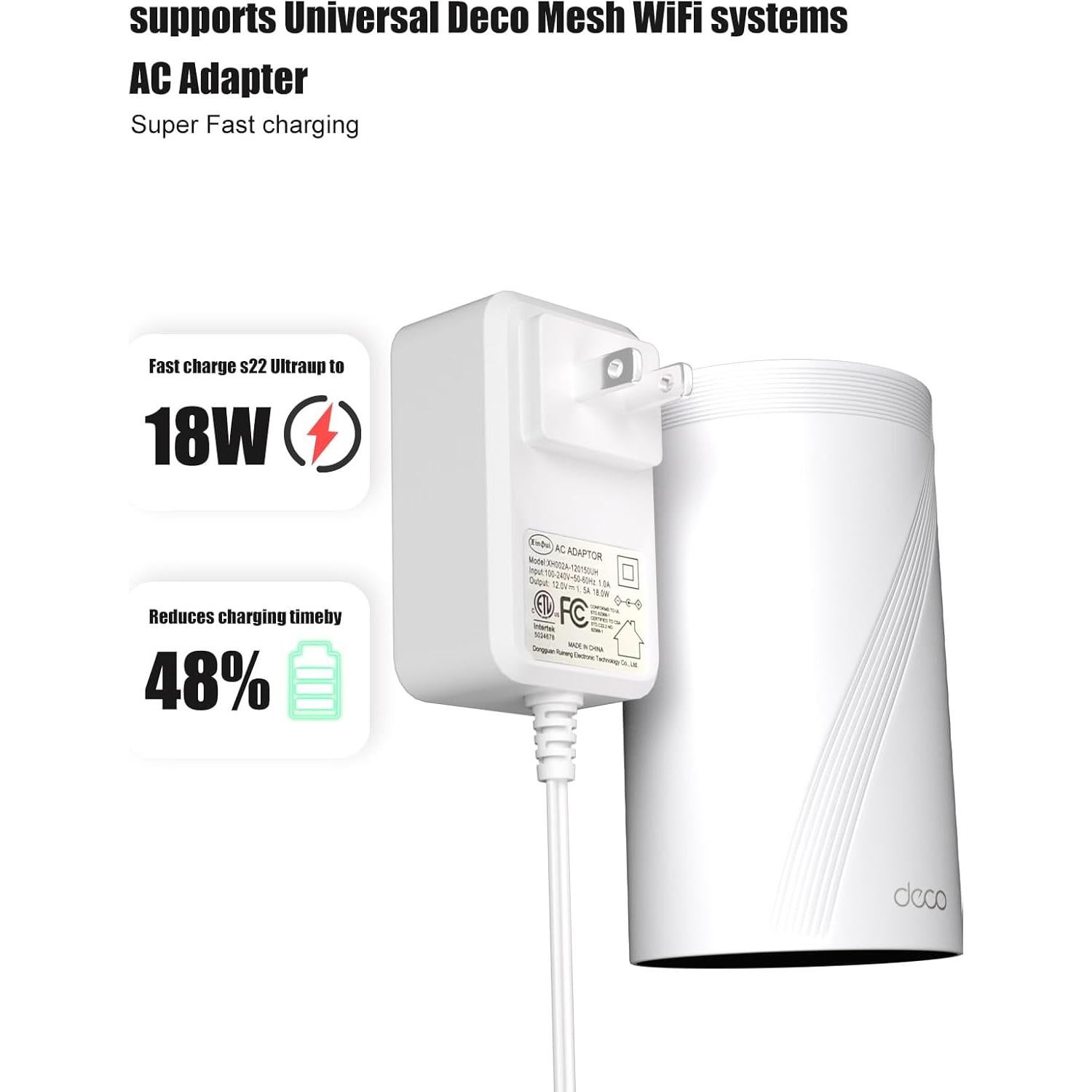 Cargador SOLICE 18W para TP-Link Deco X55, X20, M4, M5