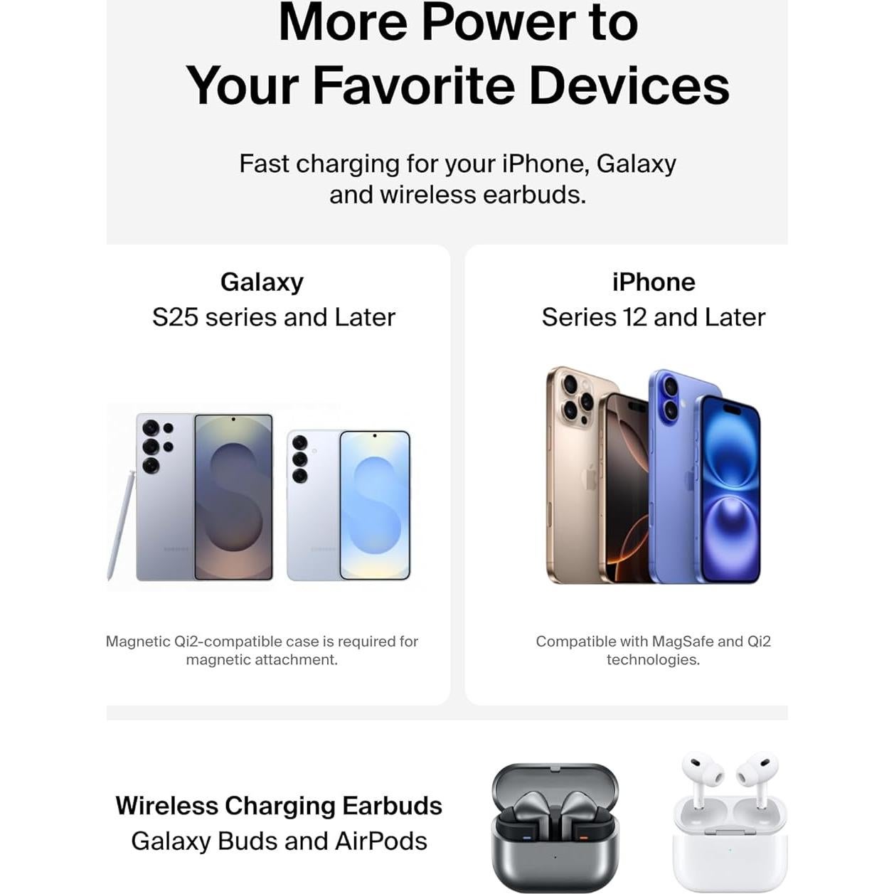 Cargador Inalámbrico 2-en-1 Belkin BoostCharge Qi2 15W Negro