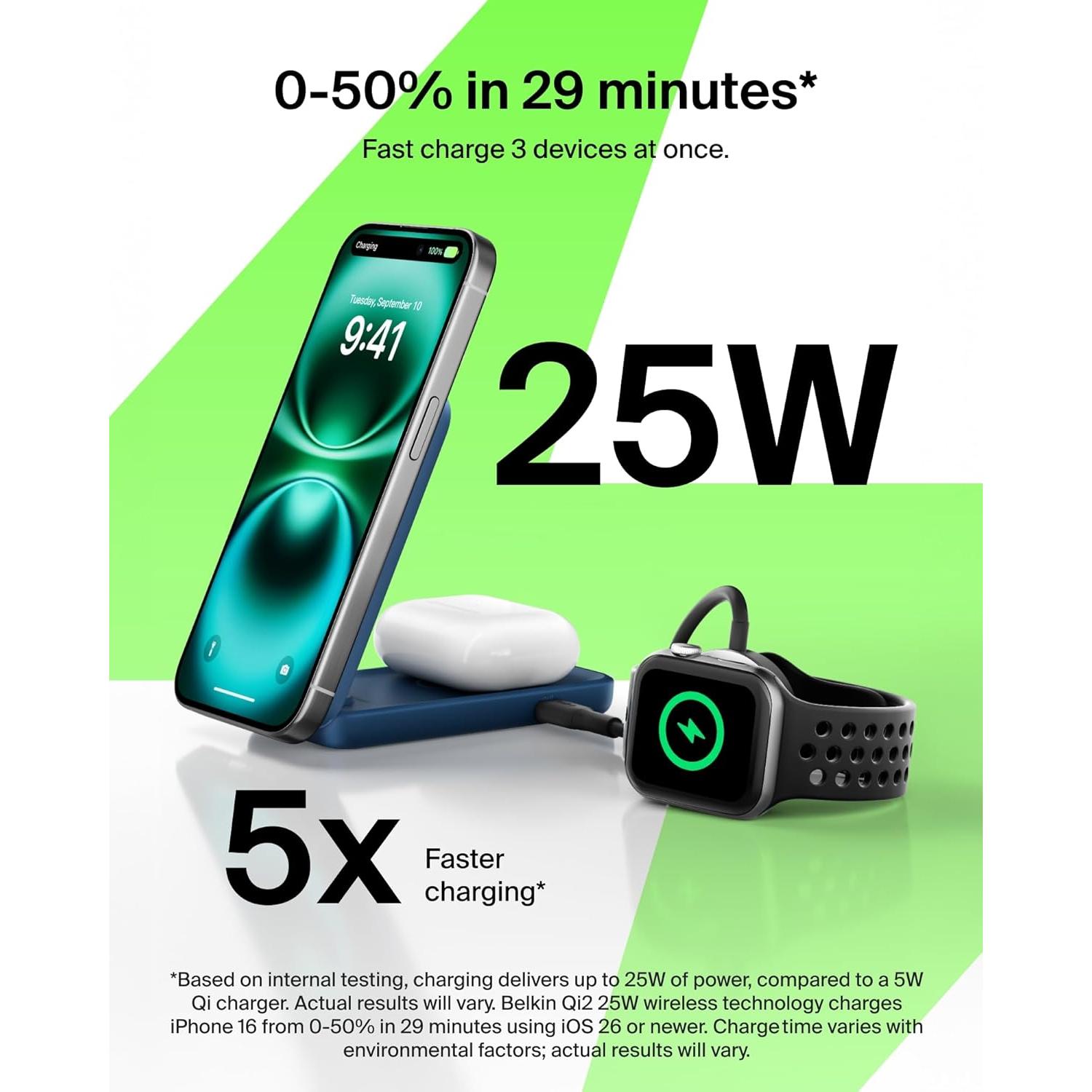 Cargador Inalámbrico Magnético Belkin 25W 2-en-1 para iPhone