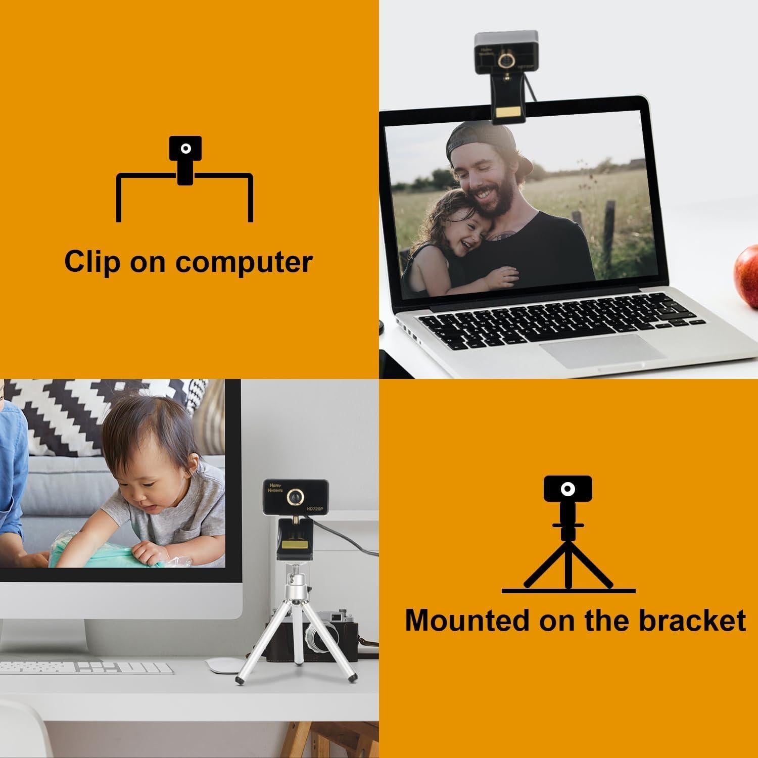 Cámara Web HD 720P Bocodow con Micrófono y Corrección de Luz