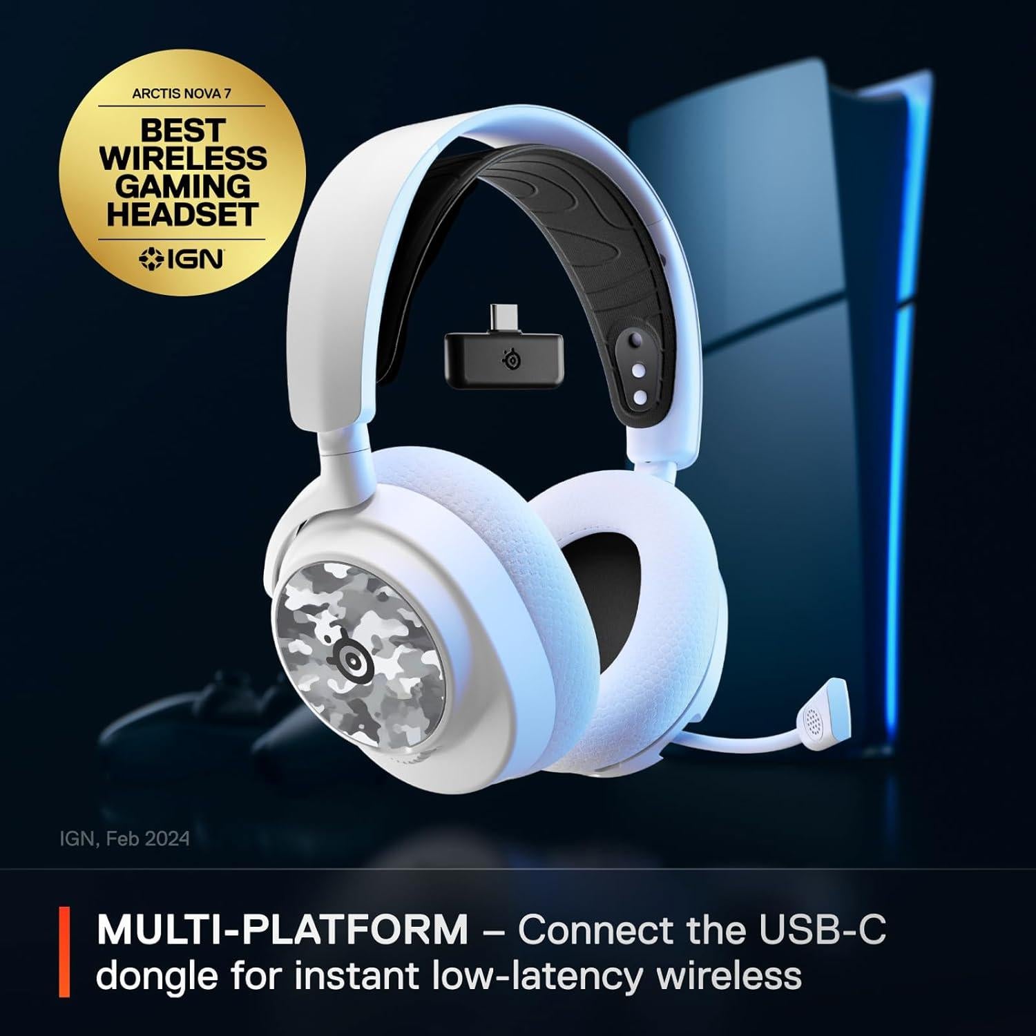 Auriculares Gaming Inalámbricos SteelSeries Arctis Nova 7P Blancos - 38h Batería, Dual Audio, Multi-Plataforma