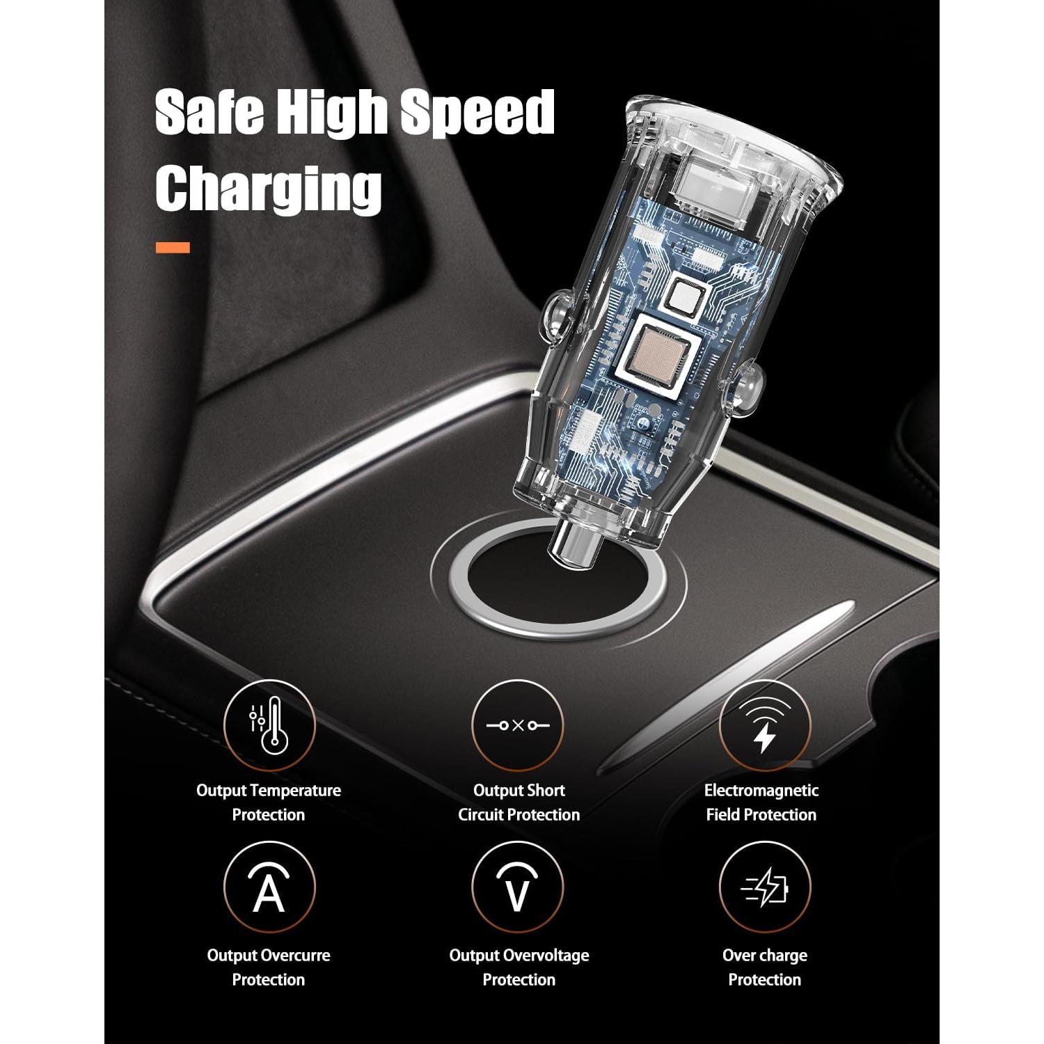 Cargador de Coche USB C 40W Doble 2 Puertos Blanco - ZYH-C26