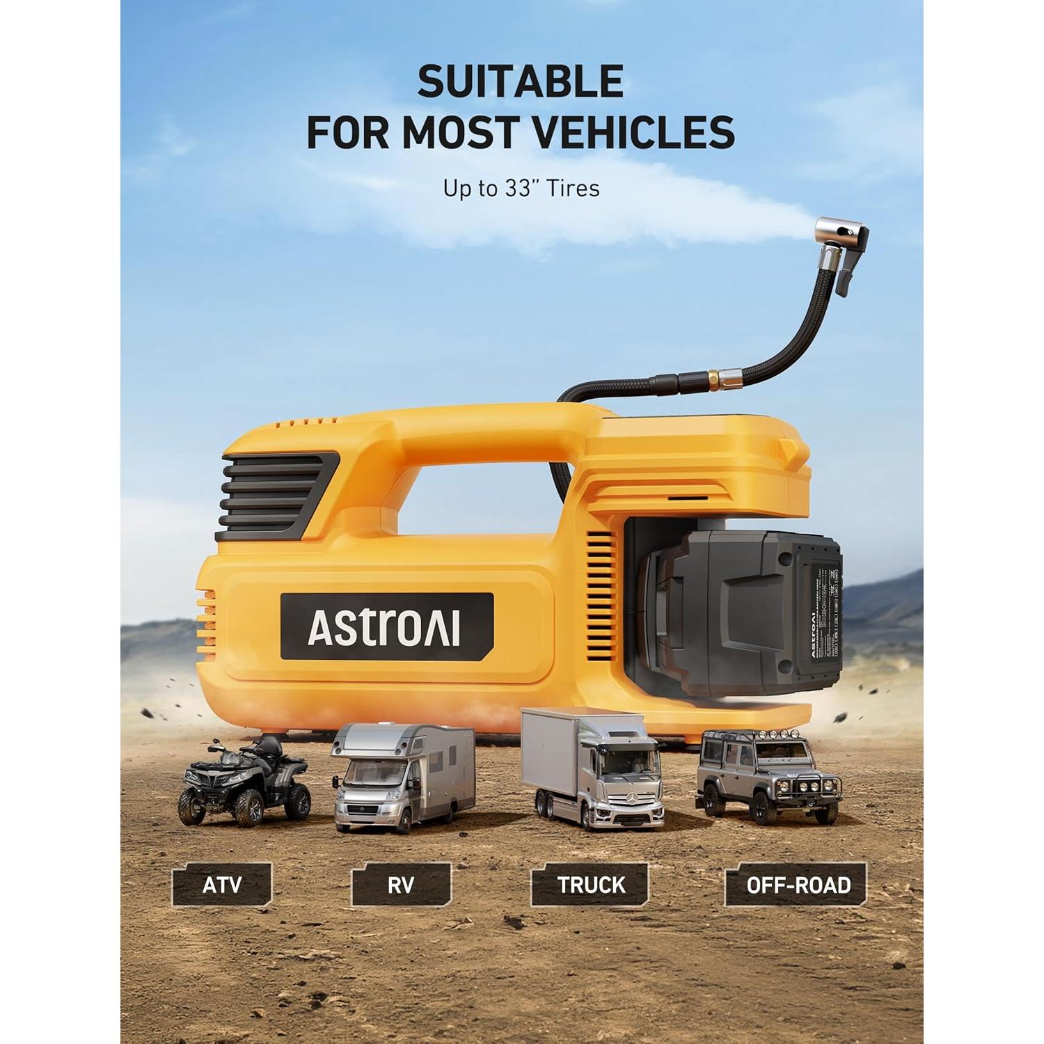 Compresor de Aire Portátil AstroAI TC4 470W 150PSI Batería 4000mAh