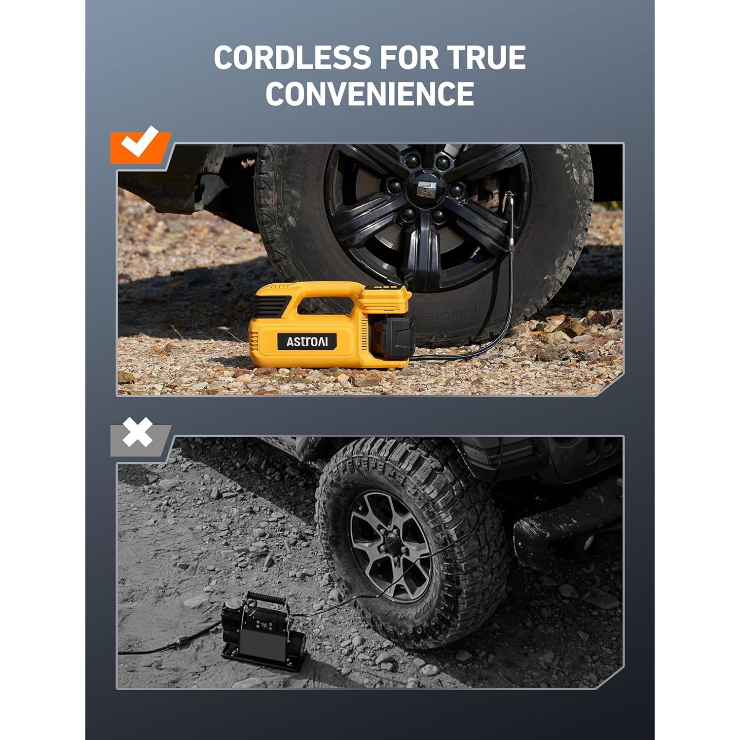 Compresor de Aire Portátil AstroAI TC4 470W 150PSI Batería 4000mAh