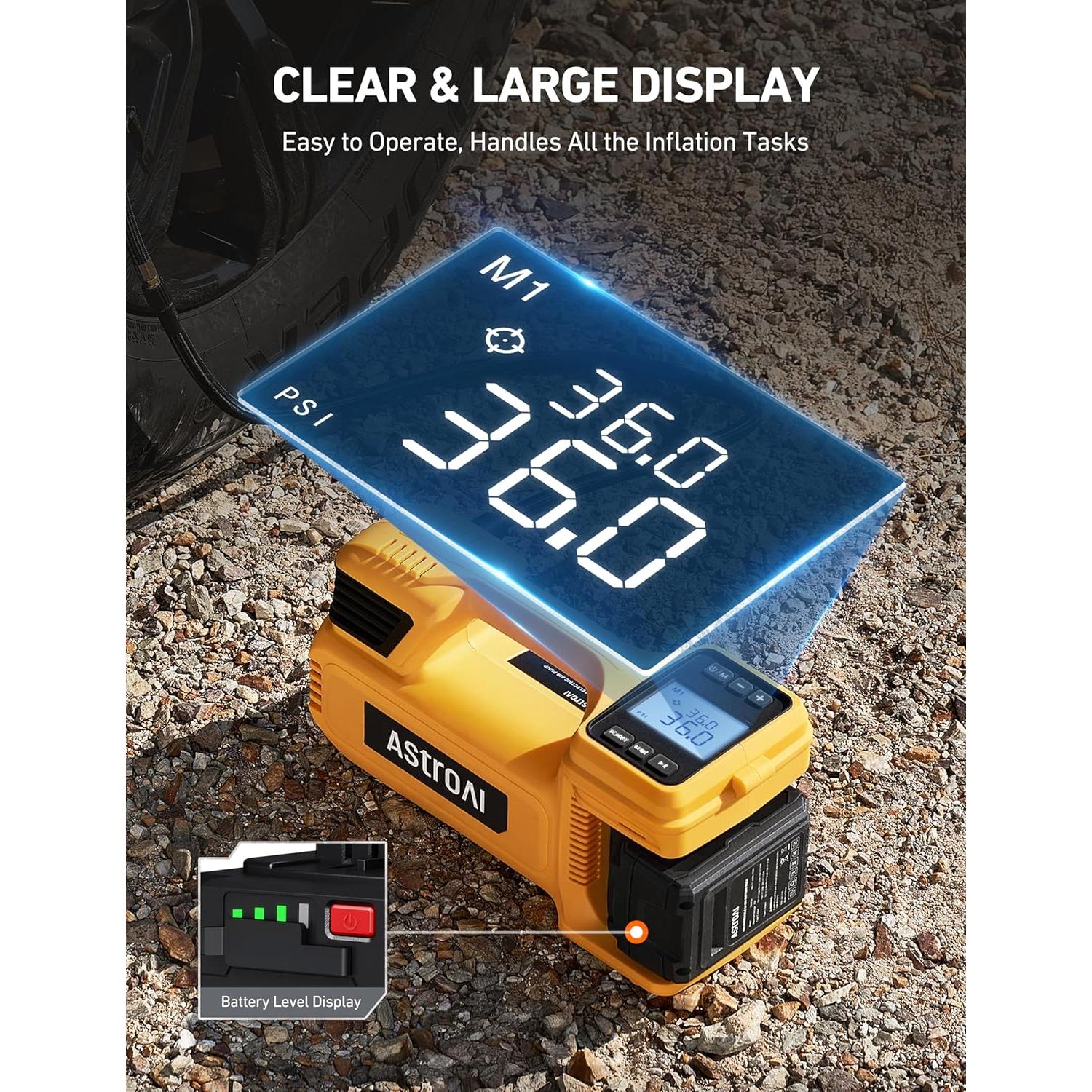 Compresor de Aire Portátil AstroAI TC4 470W 150PSI Batería 4000mAh