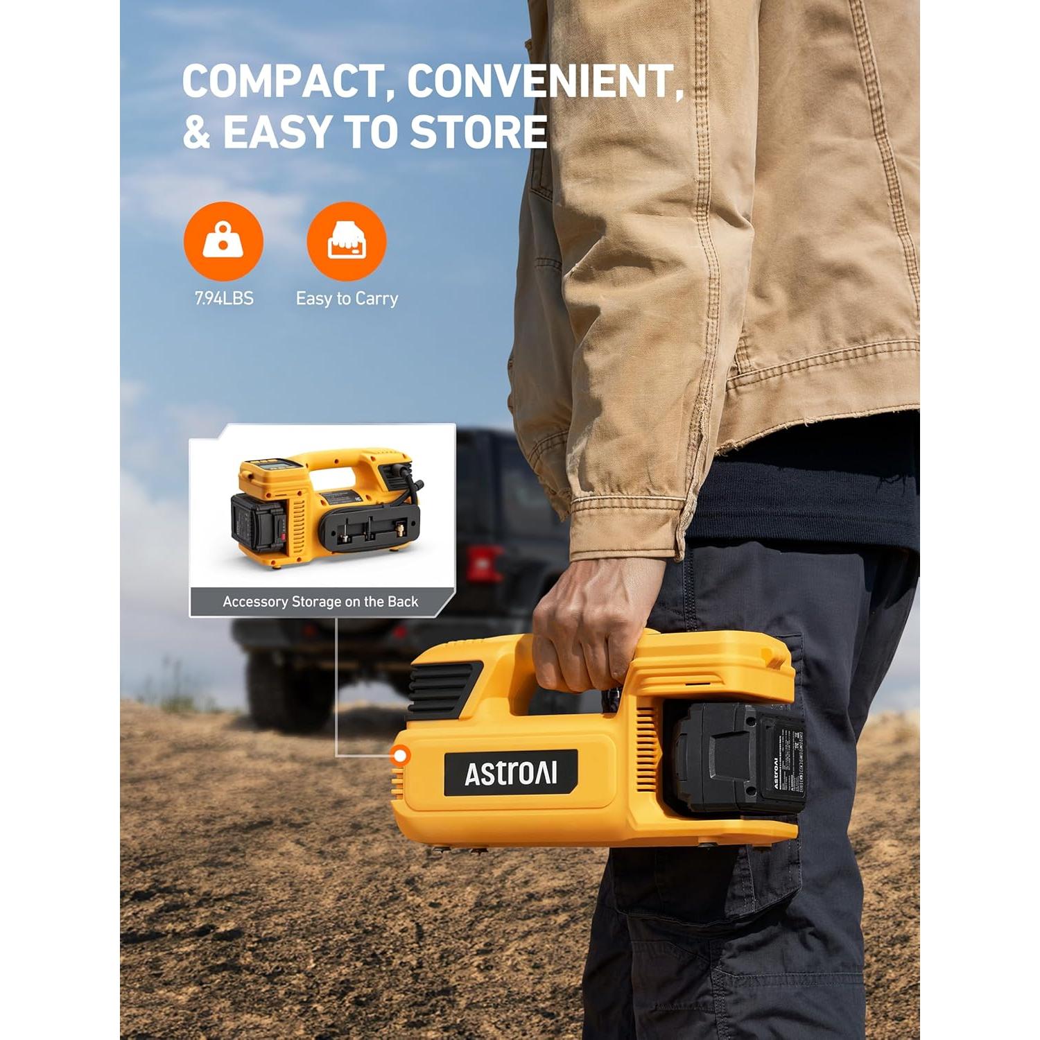 Compresor de Aire Portátil AstroAI TC4 470W 150PSI Batería 4000mAh