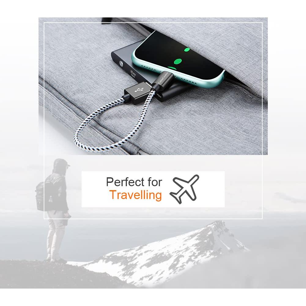 Cable de Carga Corto 0.15m Lightning a USB CableCreation MFi