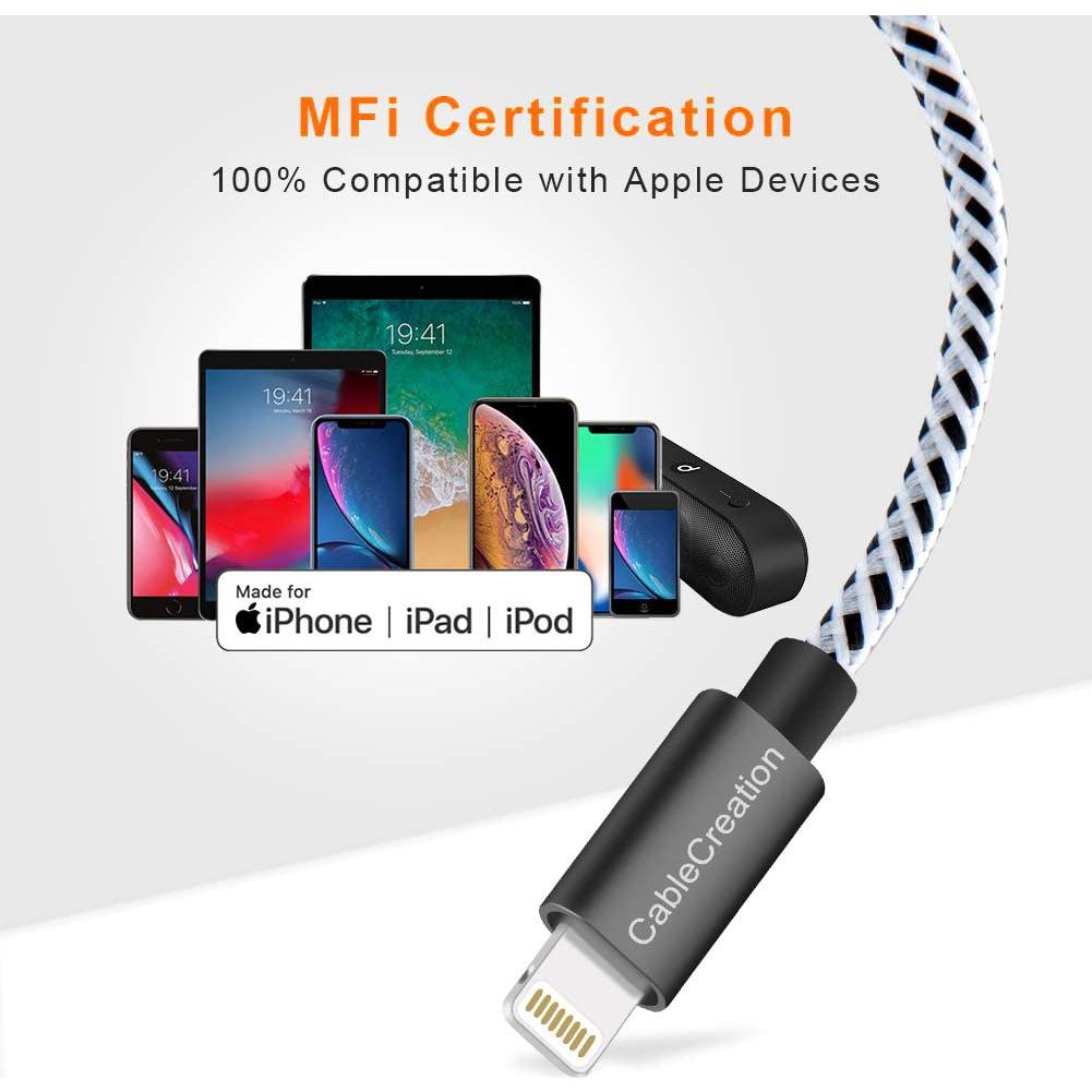 Cable de Carga Corto 0.15m Lightning a USB CableCreation MFi