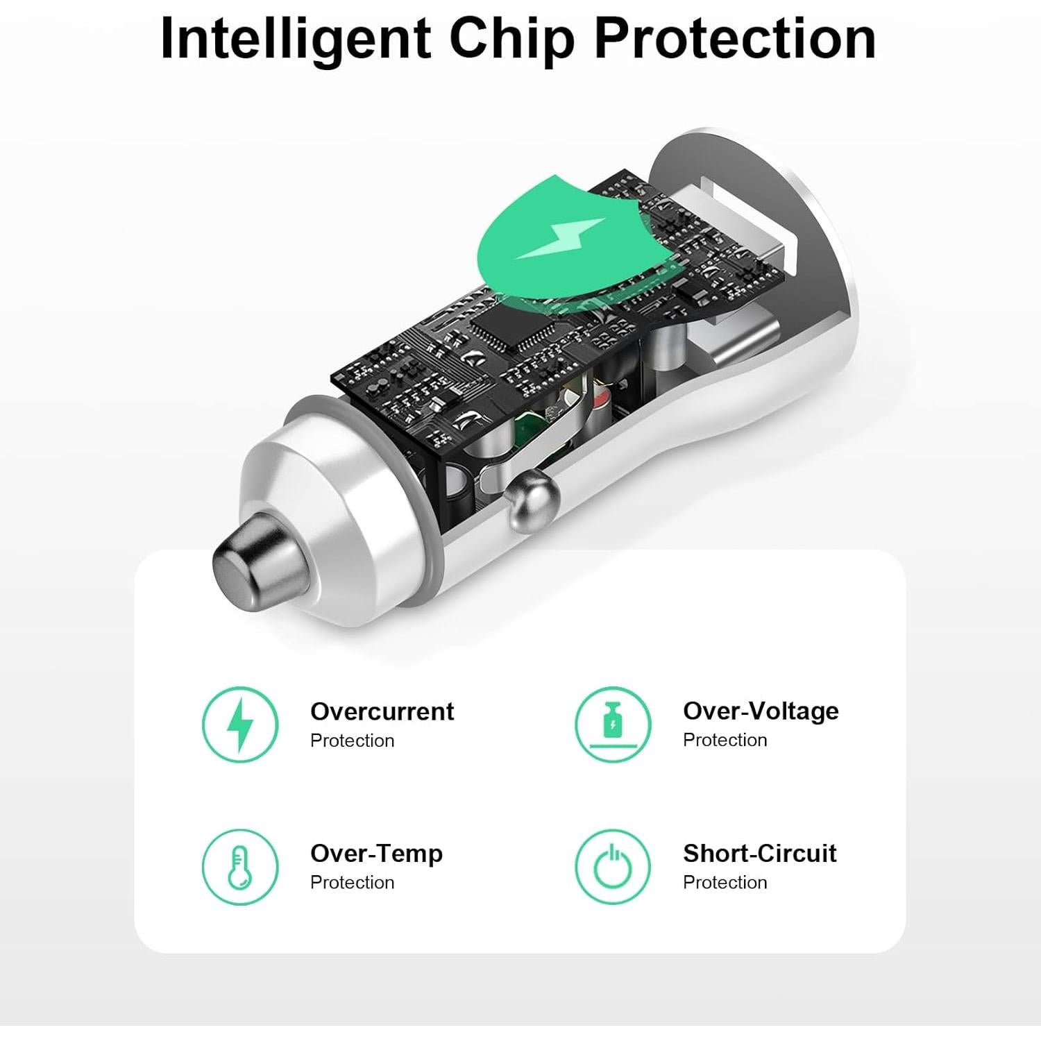 Cargador de Coche Rápido Coreykin 43W USB C Doble Puerto