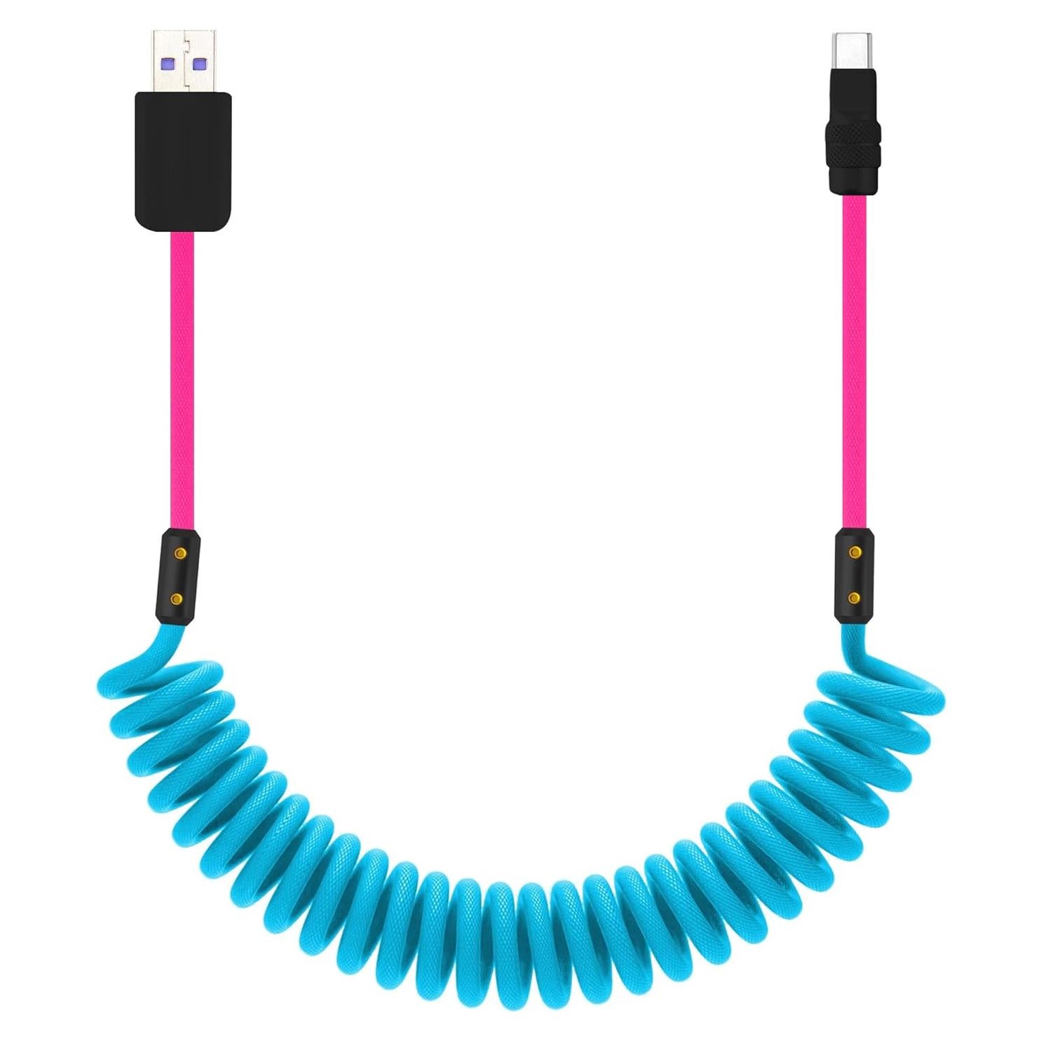 Cable USB C Enrollado ChubbyTech 240W 0.70m-1.10m Azul/Rosa
