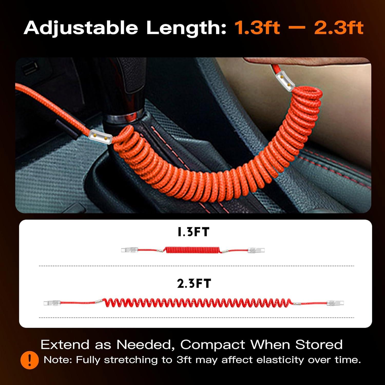 Cable USB C Enrollado ChubbyTech 240W 0.70m-1.10m Azul/Rosa