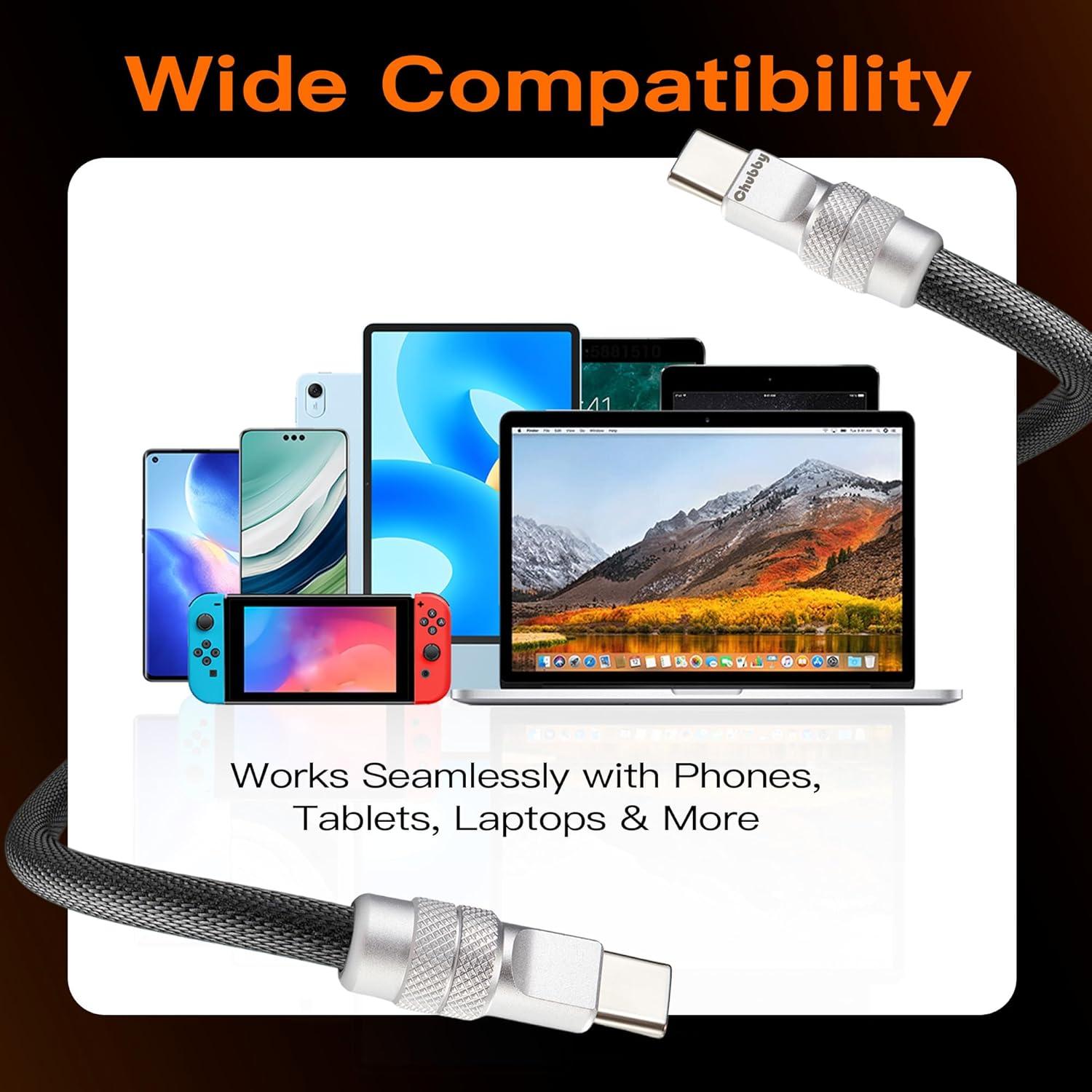 Cable USB C Enrollado ChubbyTech 240W 0.70m-1.10m Azul/Rosa