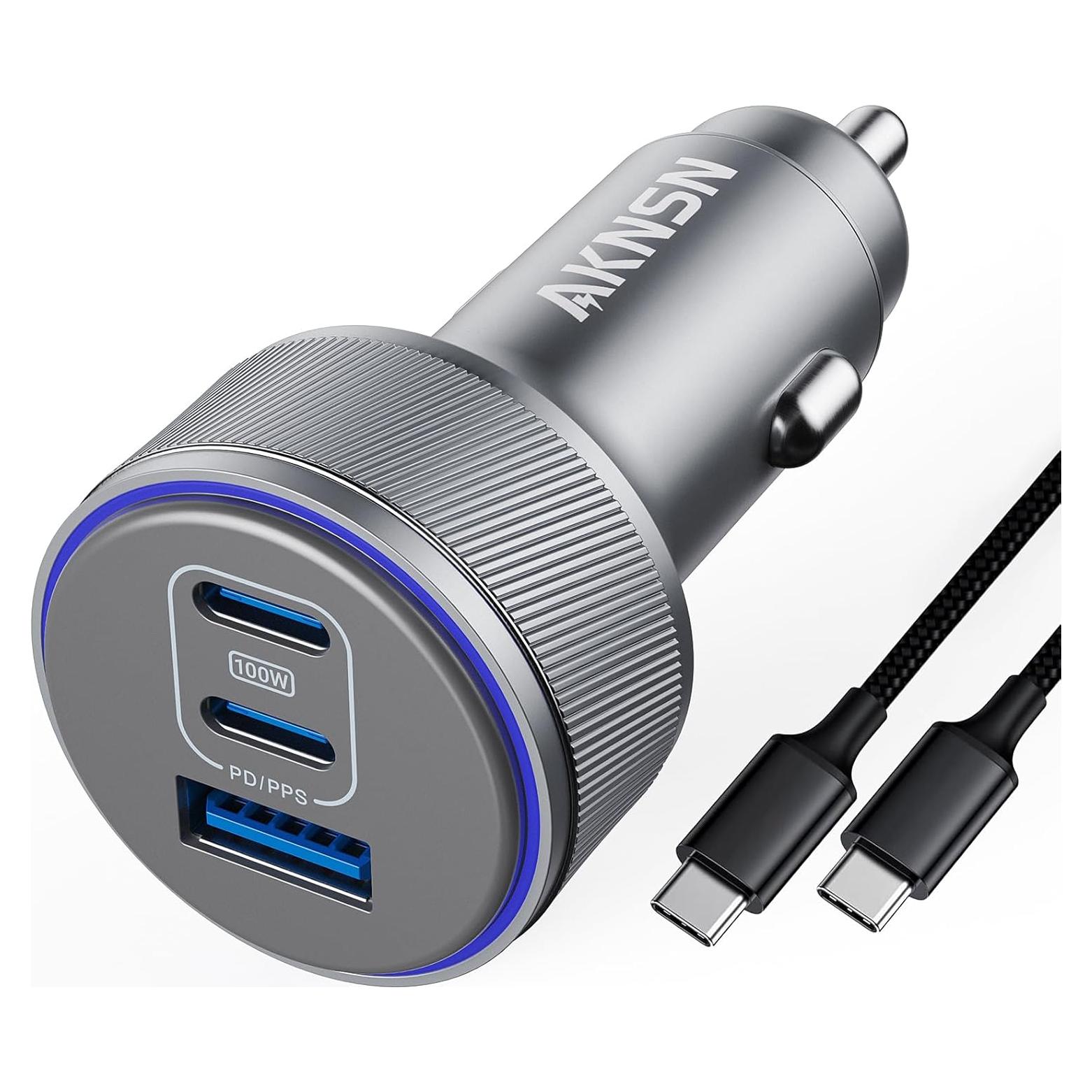 Cargador de Coche USB-C 167.5W Rápido 3 Puertos para iPhone/Samsung