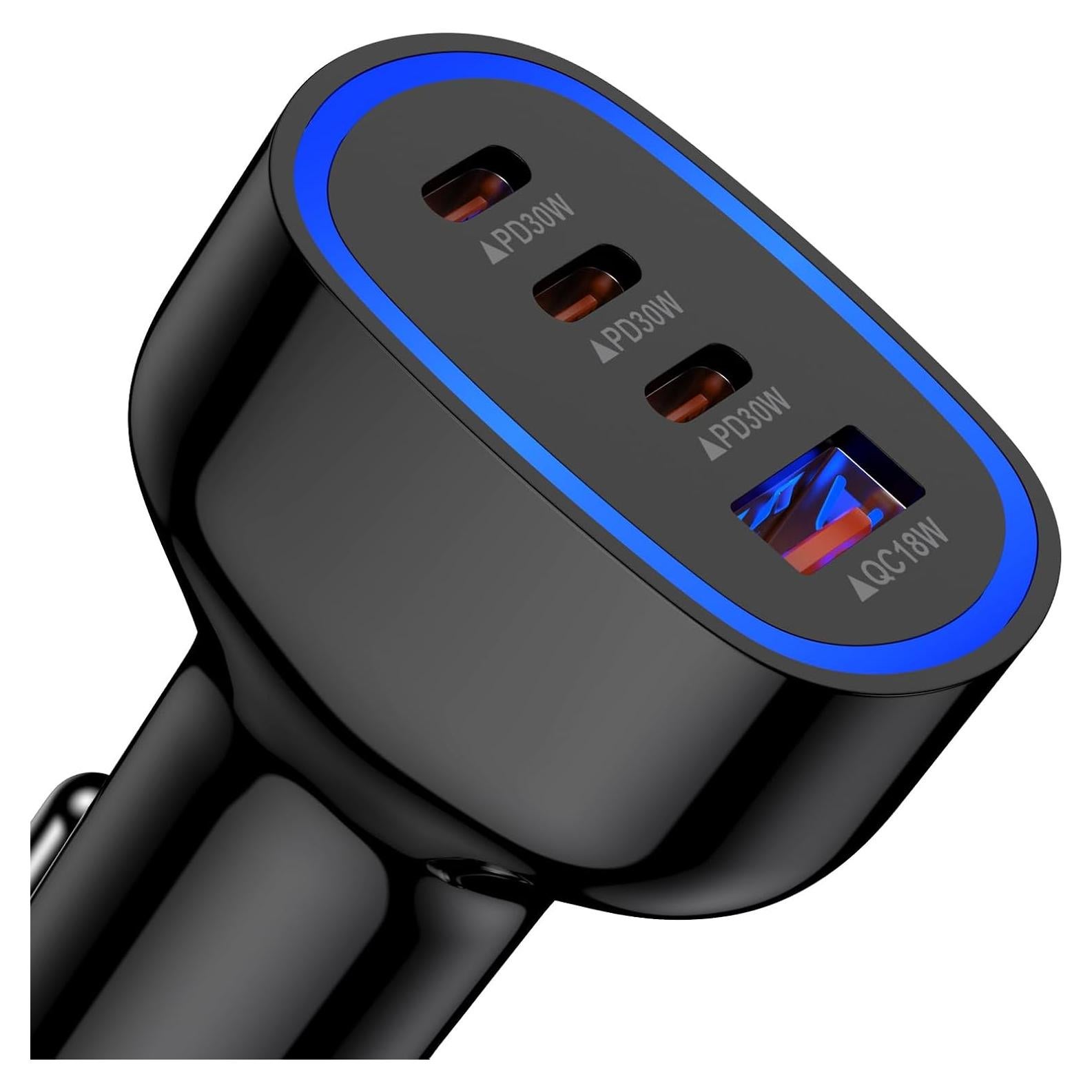 Cargador Rápido de Auto 4 Puertos USB-C y A 90W - SHENZHEN