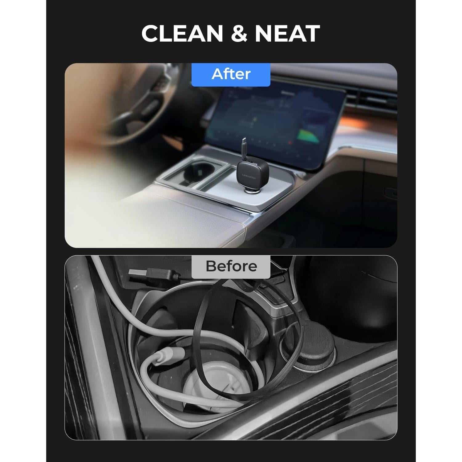 Cargador de Coche USB-C LINKWOW 84W Rápido con Cable Retráctil