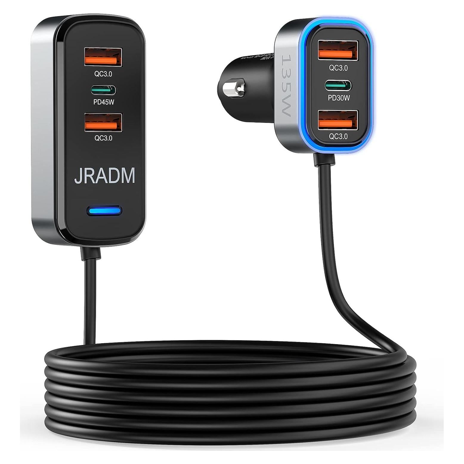 Cargador de Coche USB 135W Rápido 6 Puertos PD QC3.0