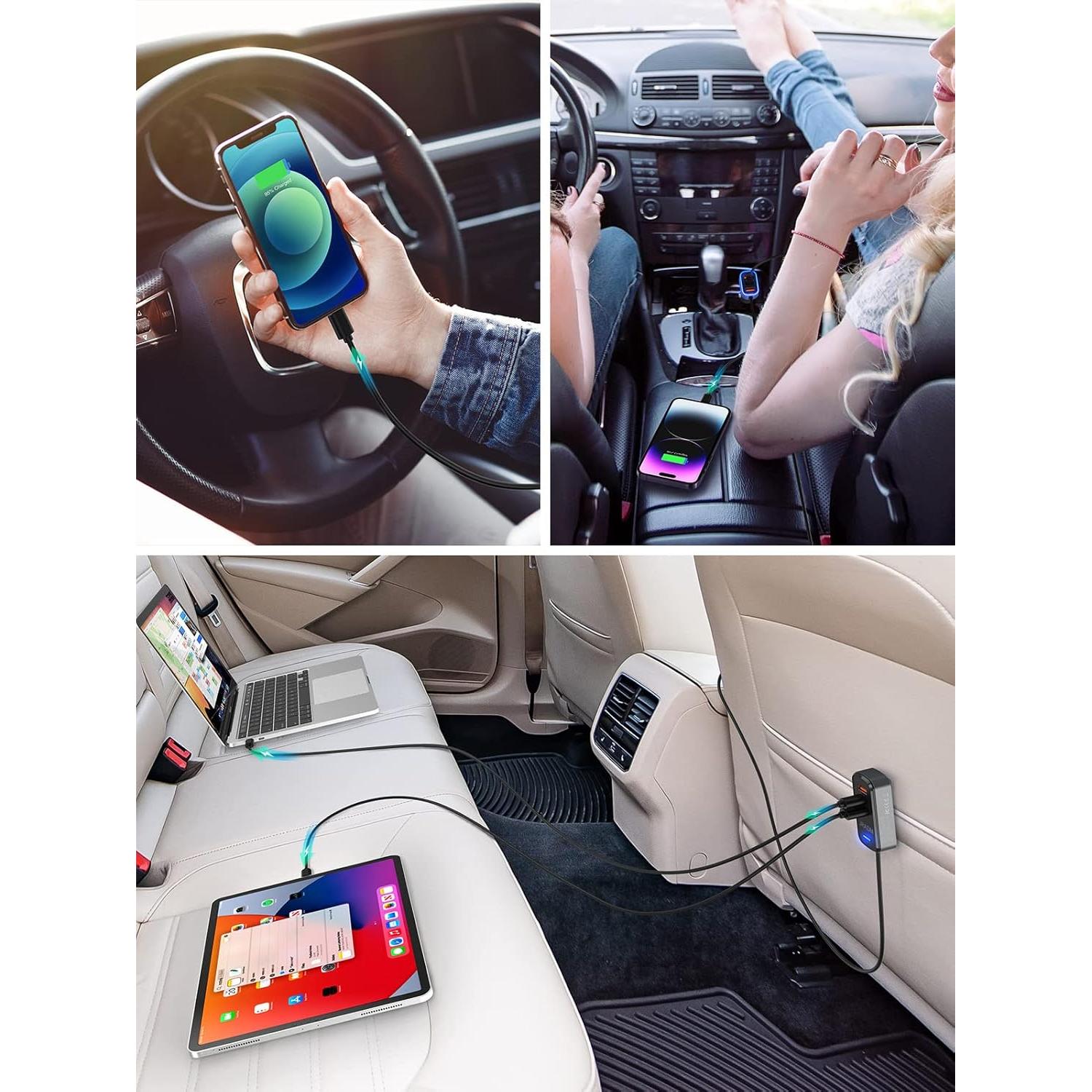 Cargador de Coche USB 135W Rápido 6 Puertos PD QC3.0