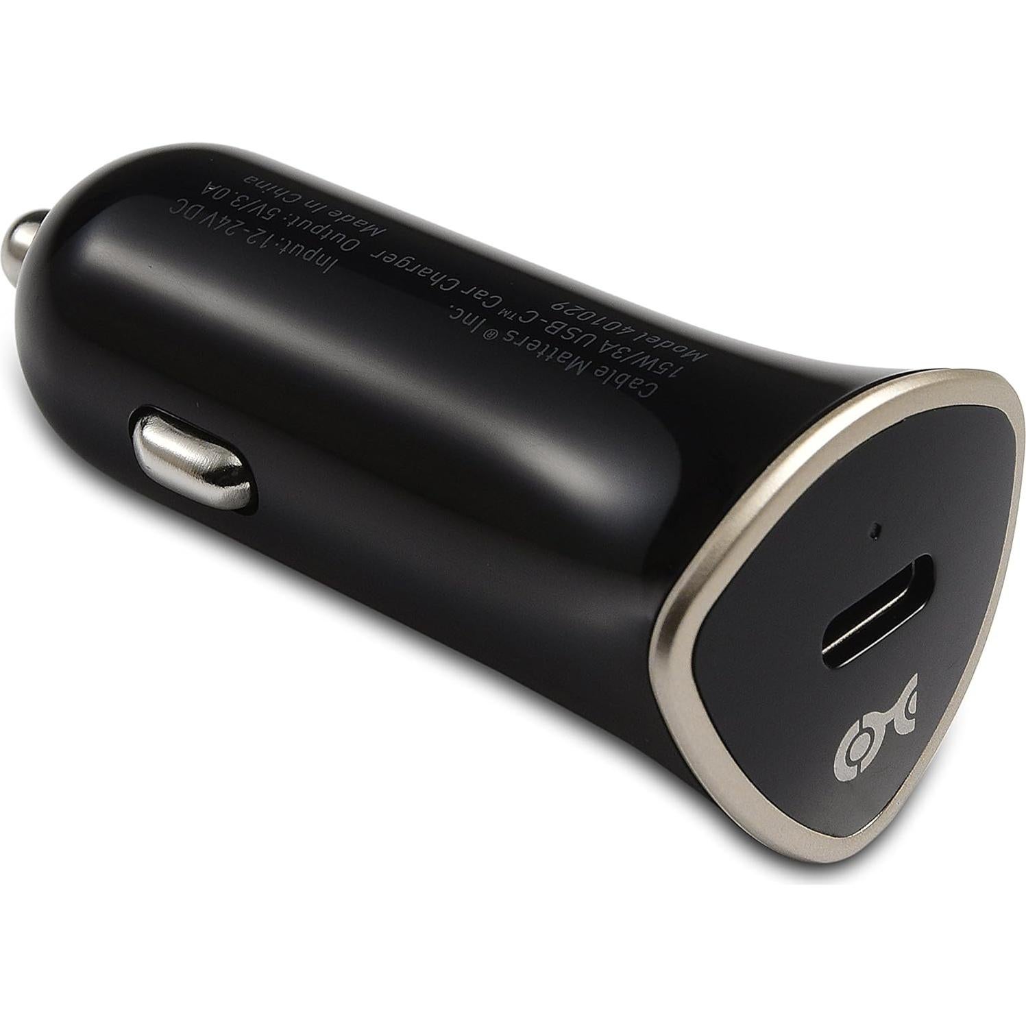 Cargador de Coche USB-C 15W 3A Cable Matters con Cable 1m